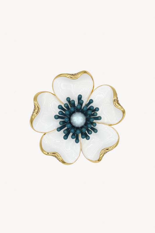 BROCHE FLEURS BLANCHE