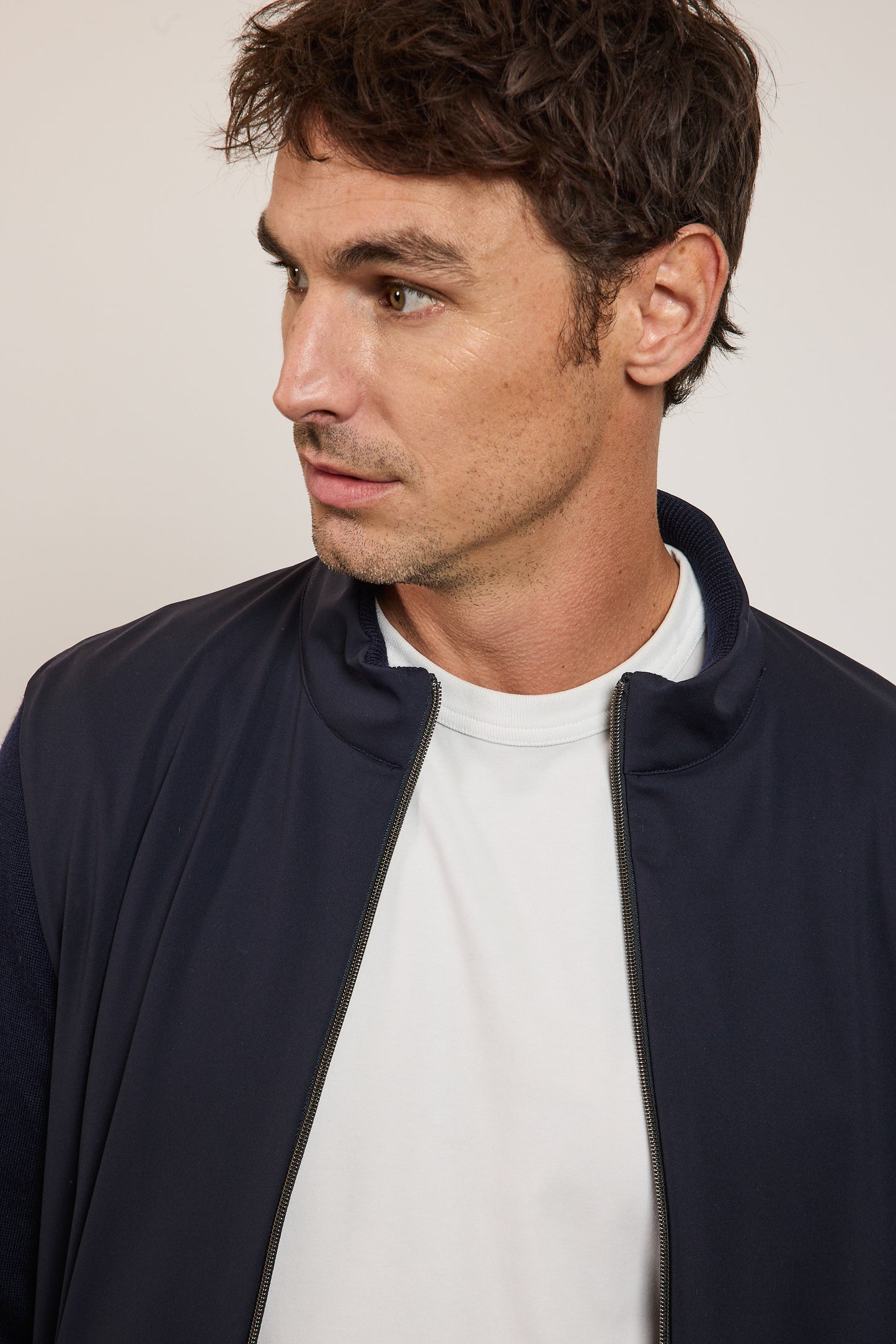 CARDIGAN BI-MATIÈRE MARINE