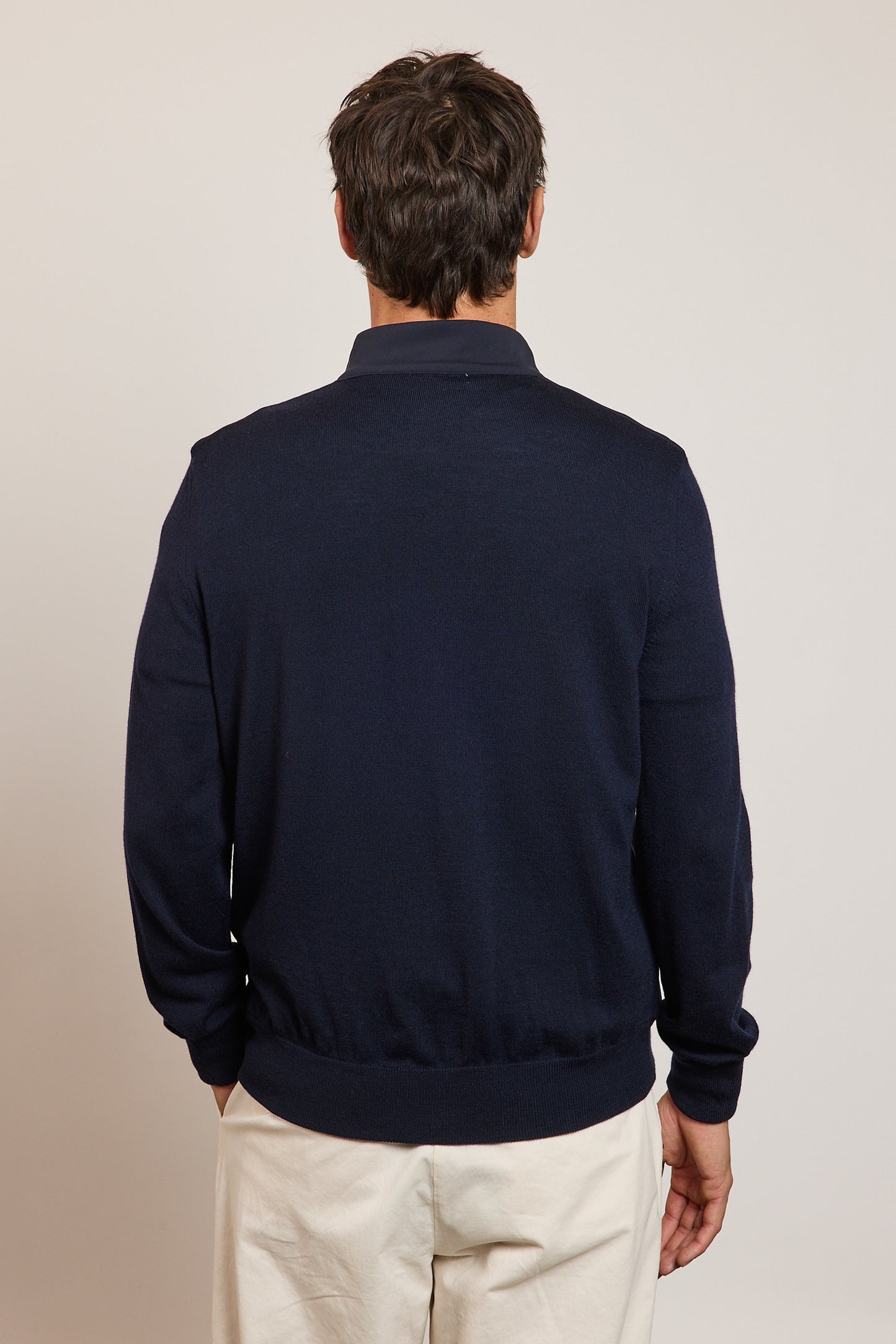 CARDIGAN BI-MATIÈRE MARINE