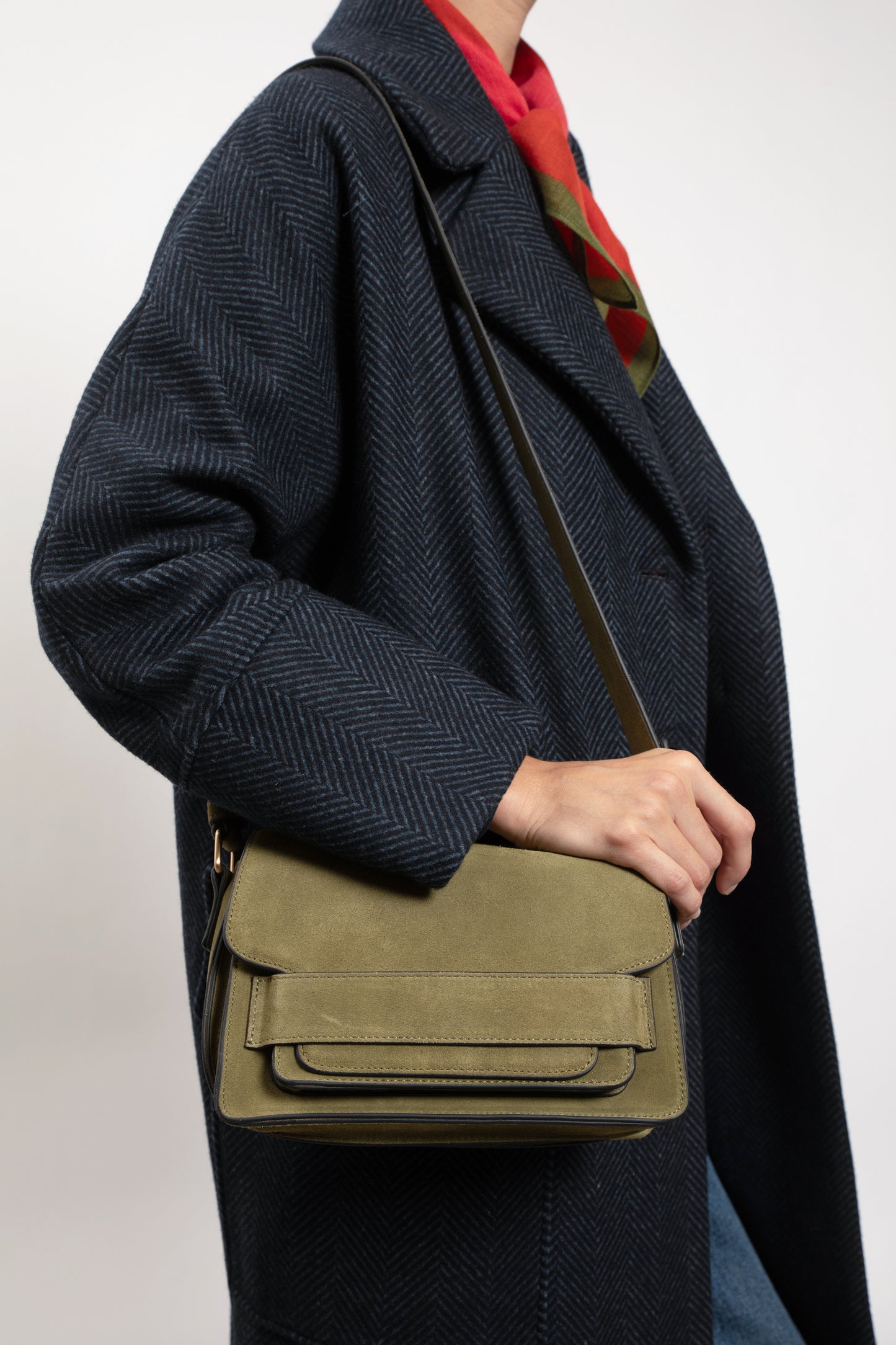 FLAP SUEDE BAG KHAKI