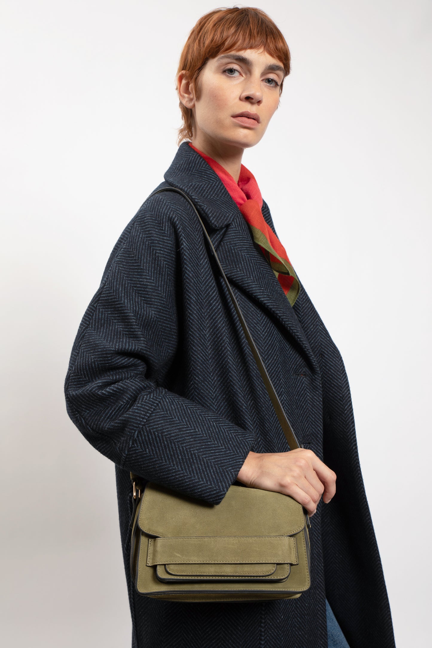 FLAP SUEDE BAG KHAKI