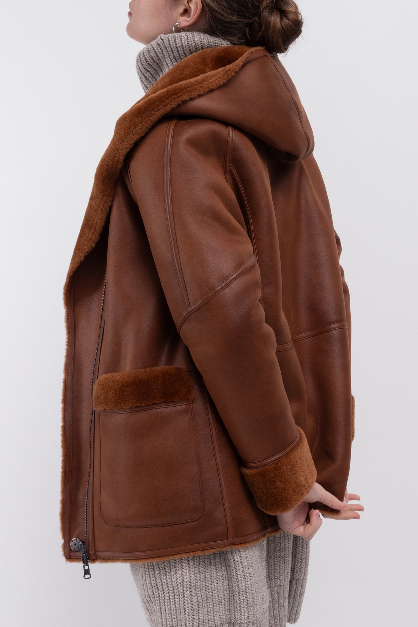 REVERSIBLE FAUX FUR COAT SQUIRREL