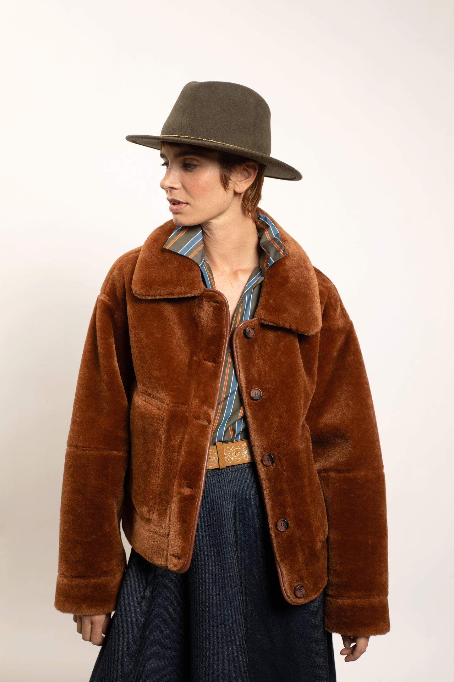 REVERSIBLE FAUX FUR JACKET SQUIRREL