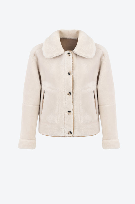 VESTE REVERSIBLE EN FAUX FUR ÉCRUE