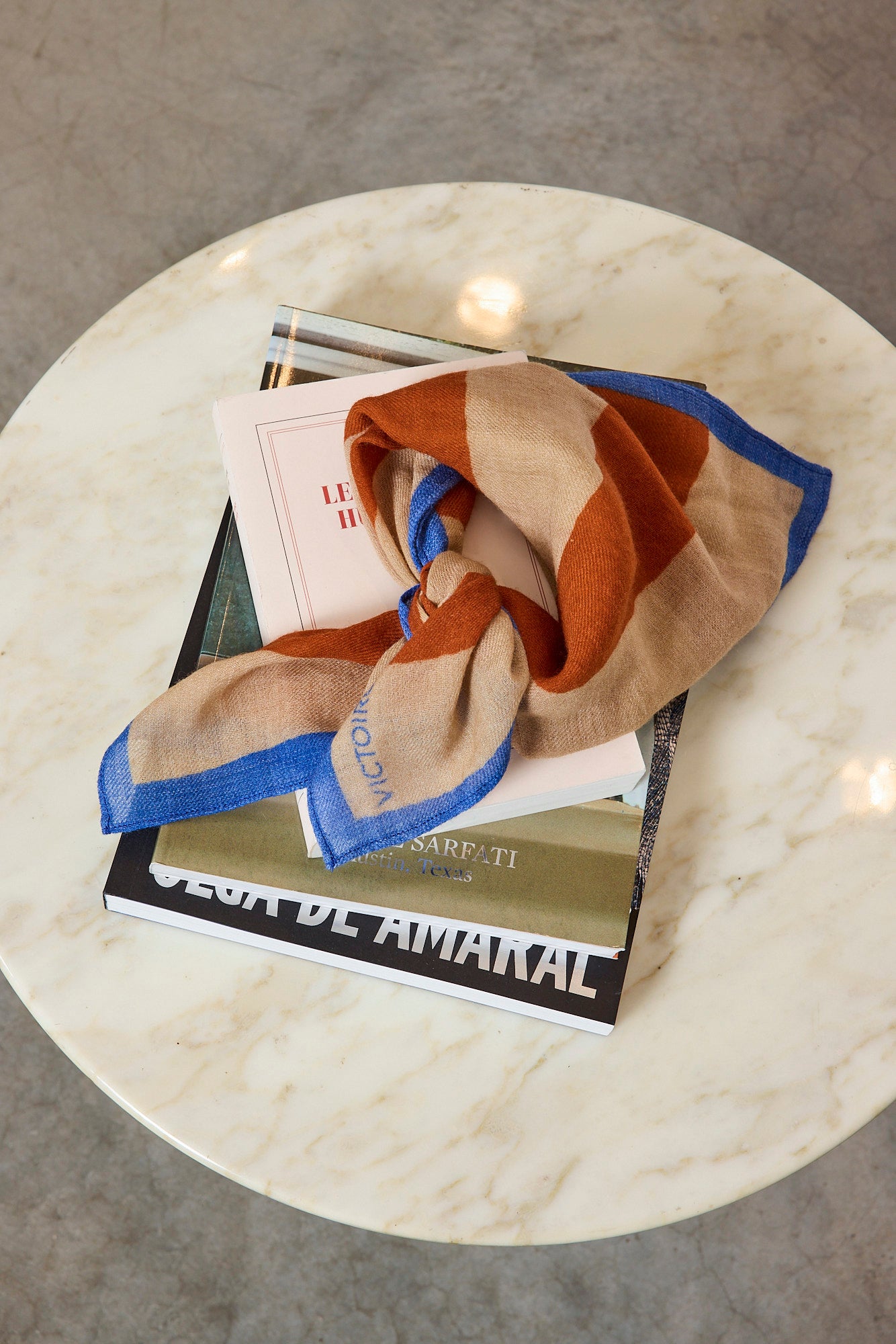 STRIPED WOOL BANDANA CAMEL