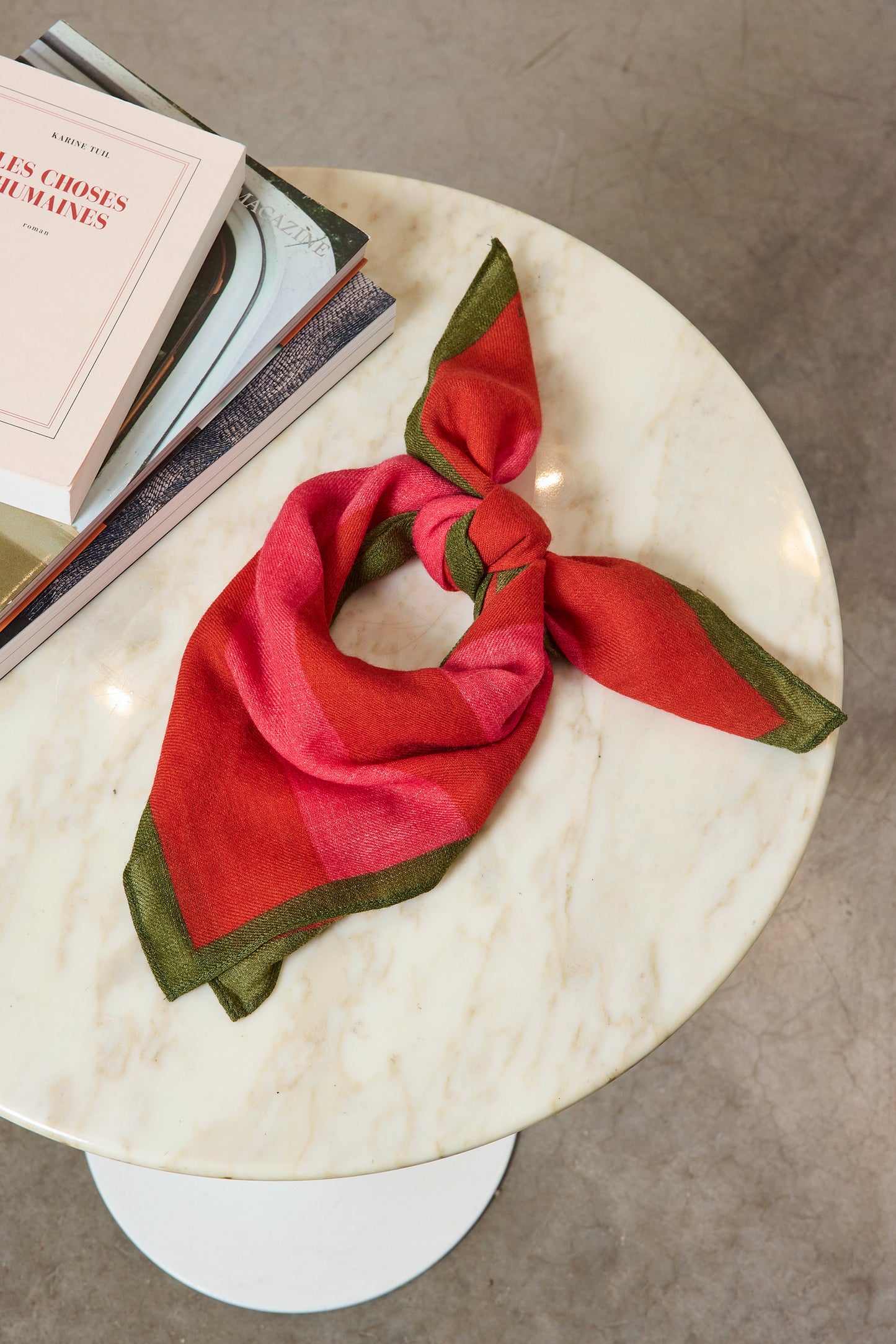 STRIPED WOOL BANDANA FUSHIA