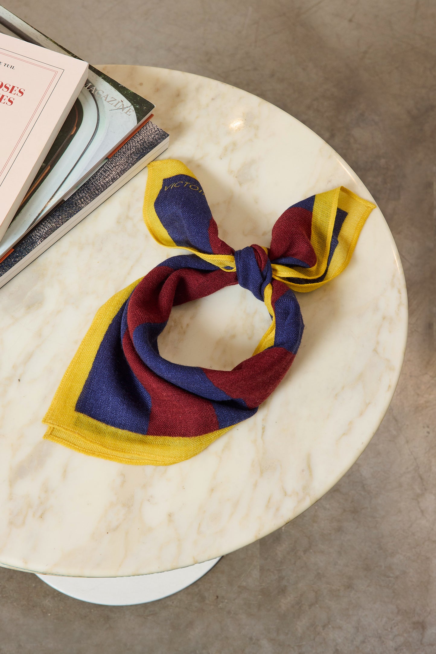 STRIPED WOOL BANDANA NAVY