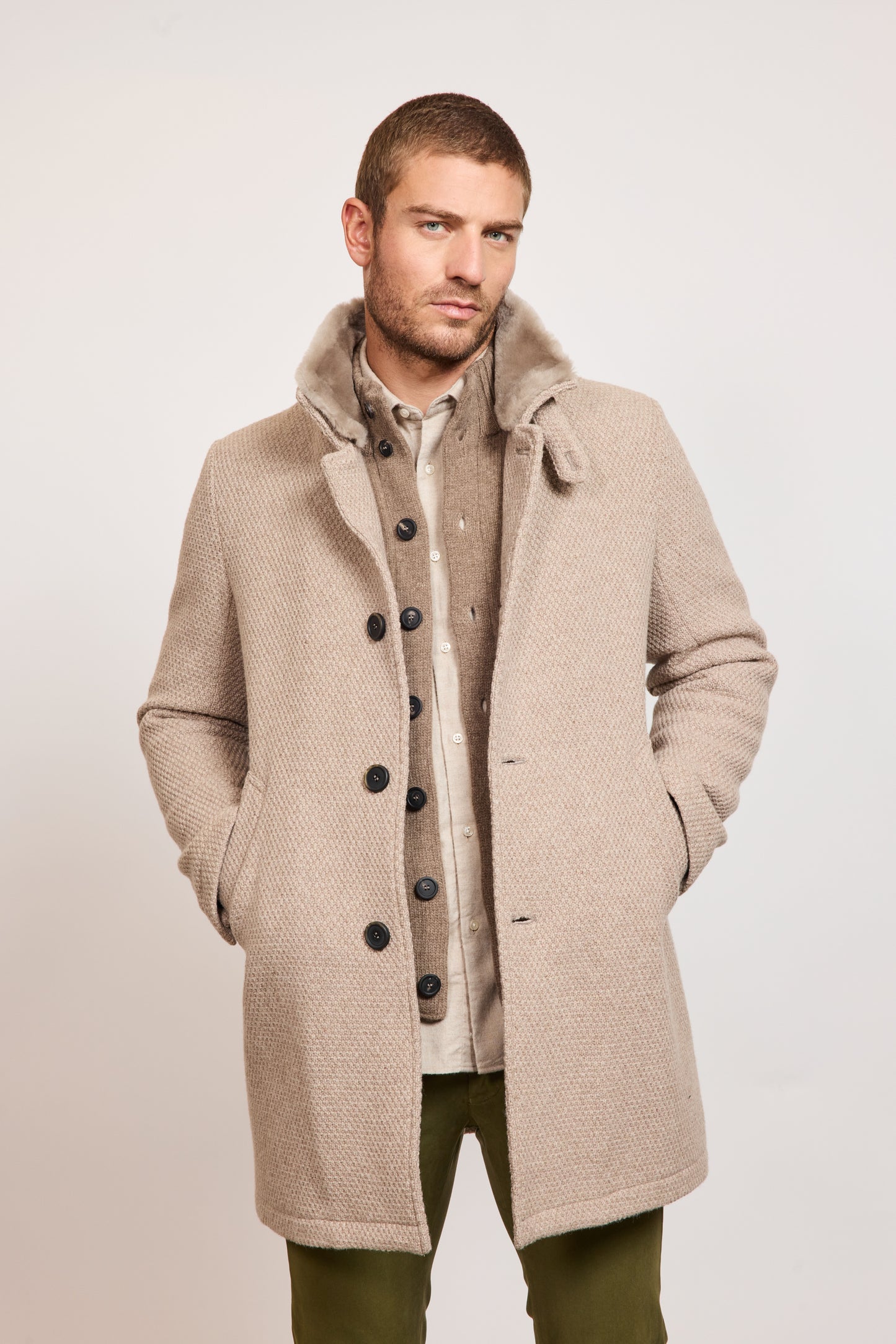MANTEAU CAVIAR DE LAINE BEIGE