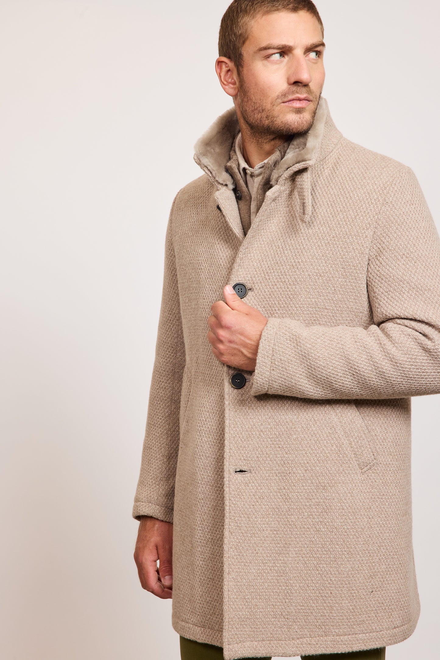 MANTEAU CAVIAR DE LAINE BEIGE