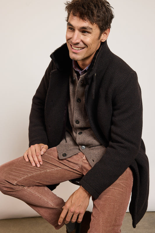 MANTEAU CAVIAR DE LAINE CHOCOLAT