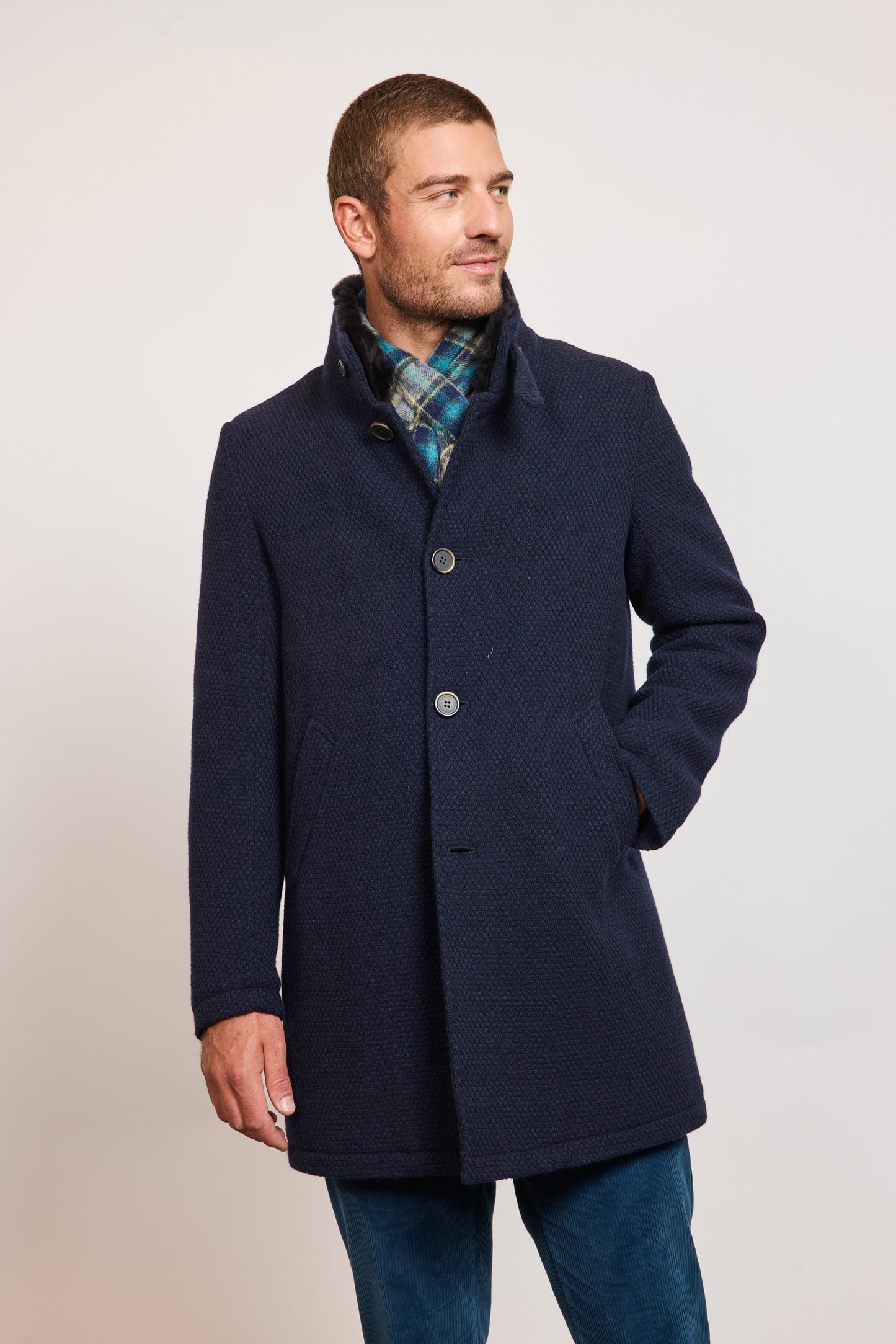 MANTEAU CAVIAR DE LAINE MARINE