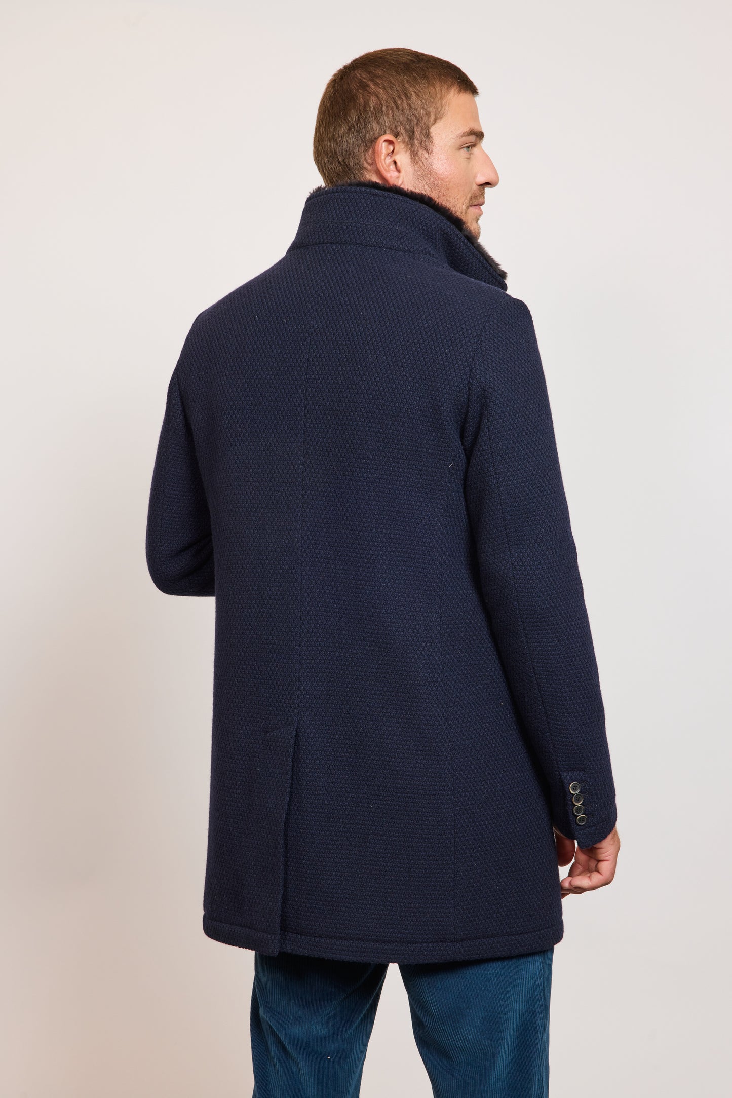 MANTEAU CAVIAR DE LAINE MARINE