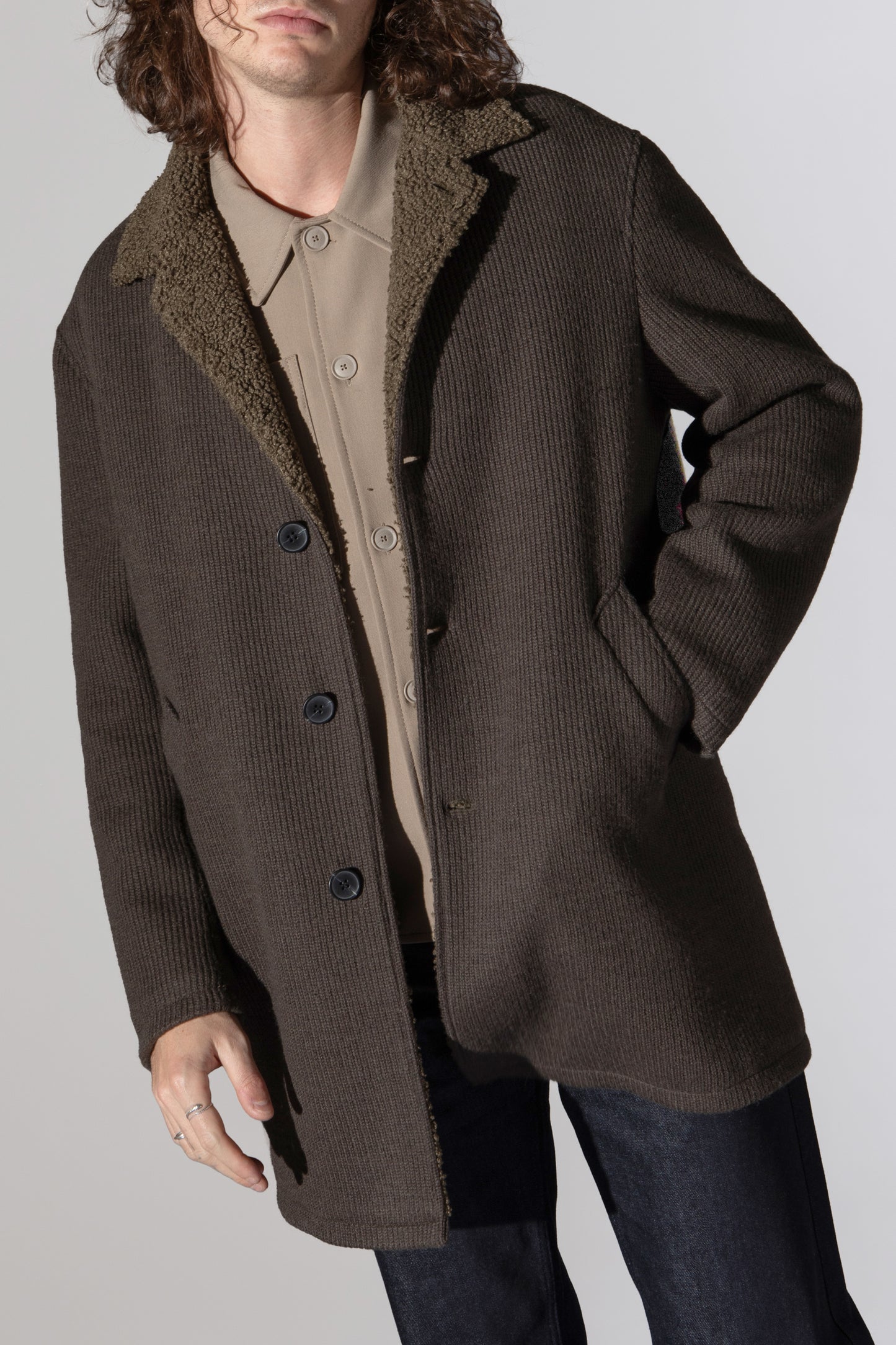 KNITTED COAT KHAKI