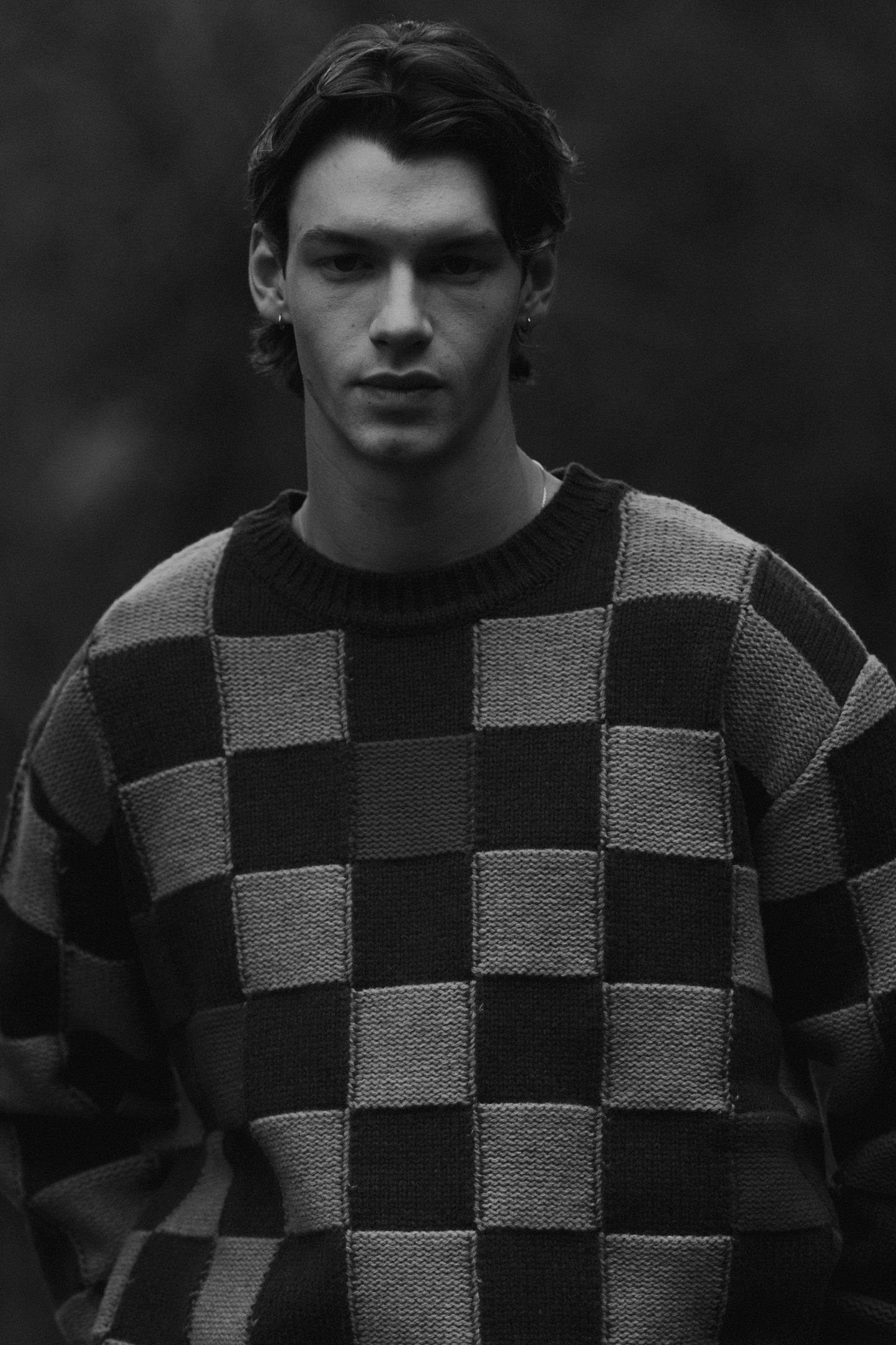 CHECKED SWEATER BRICK