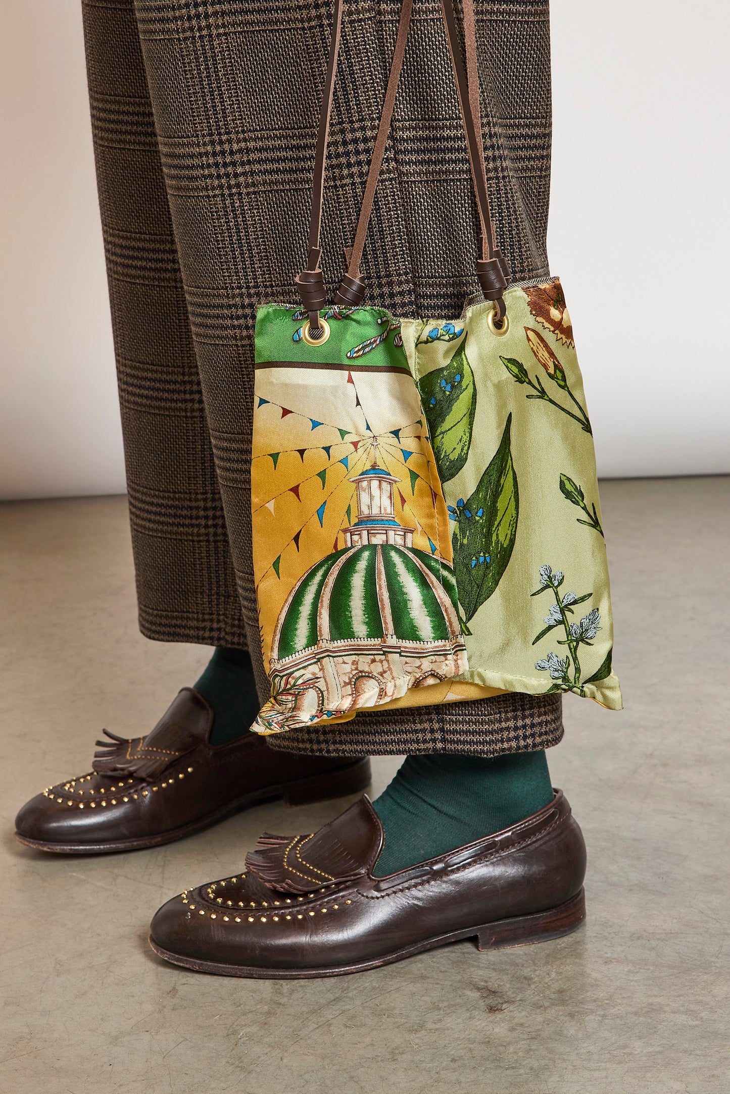 SILK REVERSIBLE MINI BAG GREEN