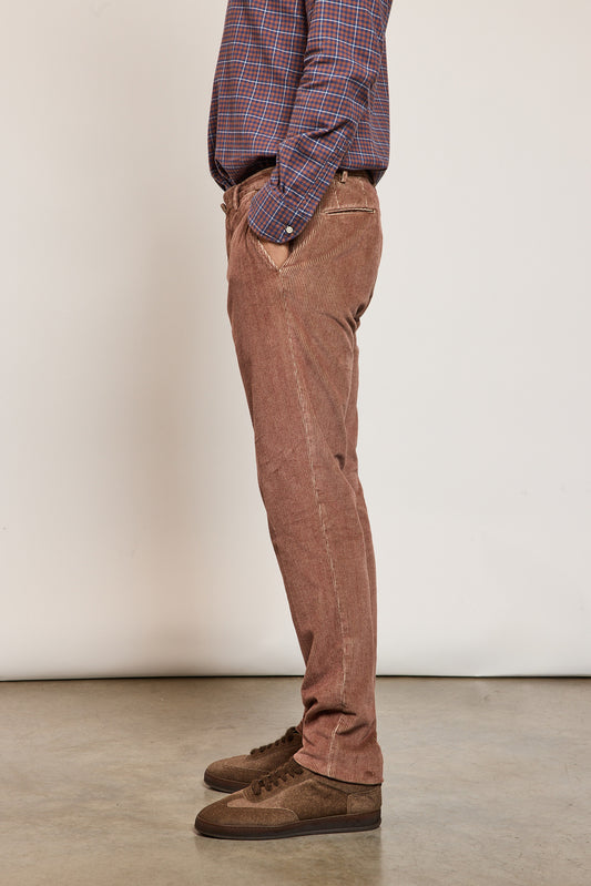 PANTALON EN VELOURS VANISÉ ORANGE