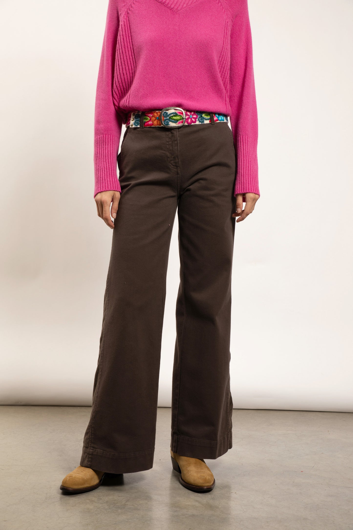 BI-MATERIAL PANTS COCOA