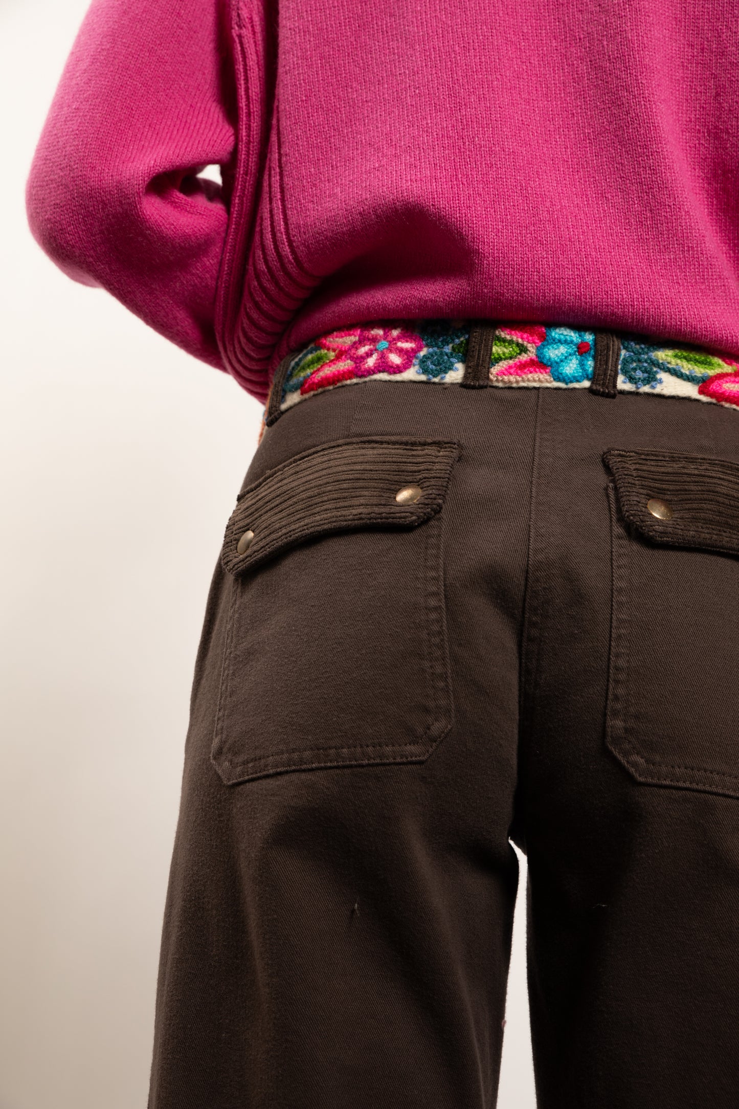 BI-MATERIAL PANTS COCOA