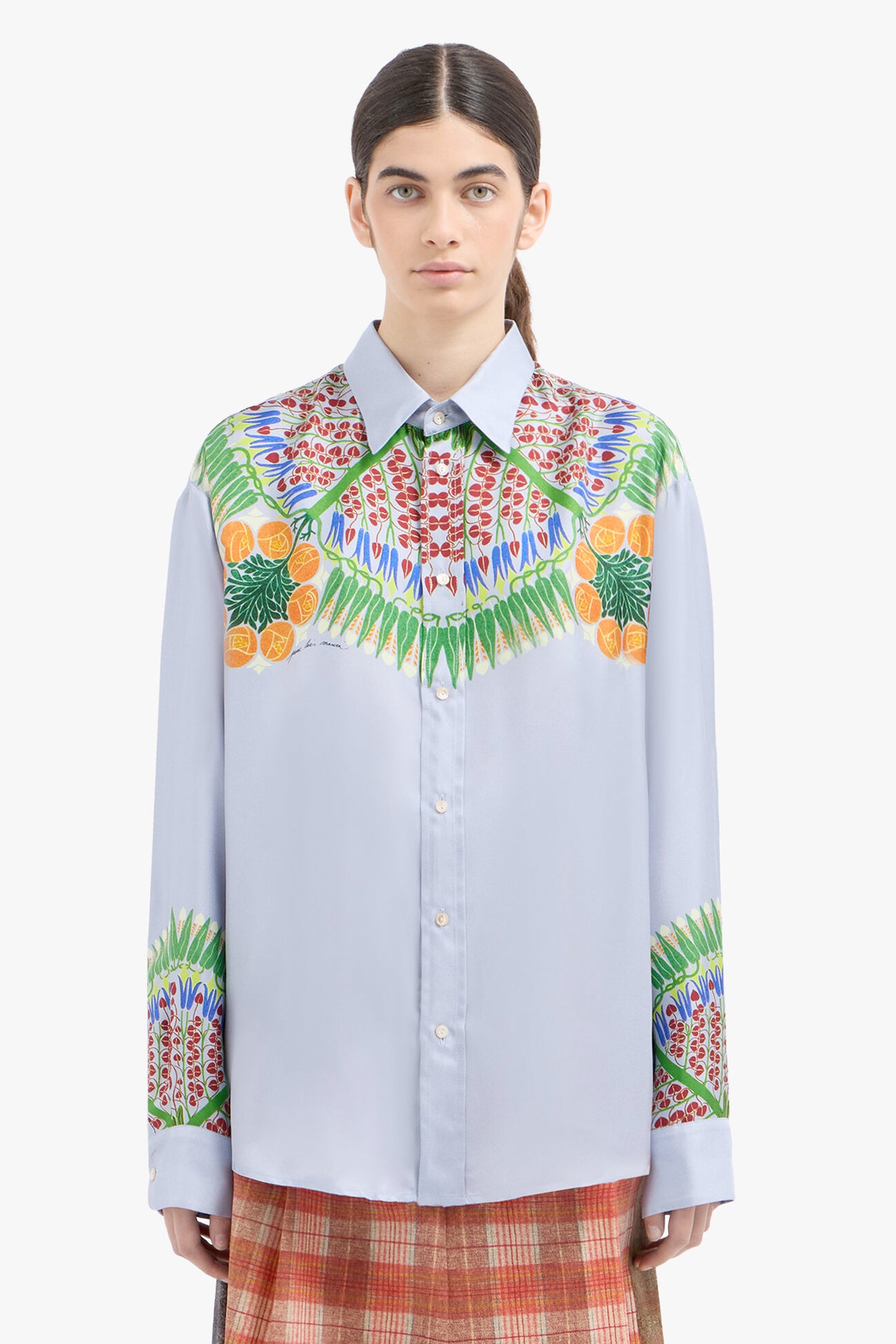 CHEMISE EN SOIE BLEUE