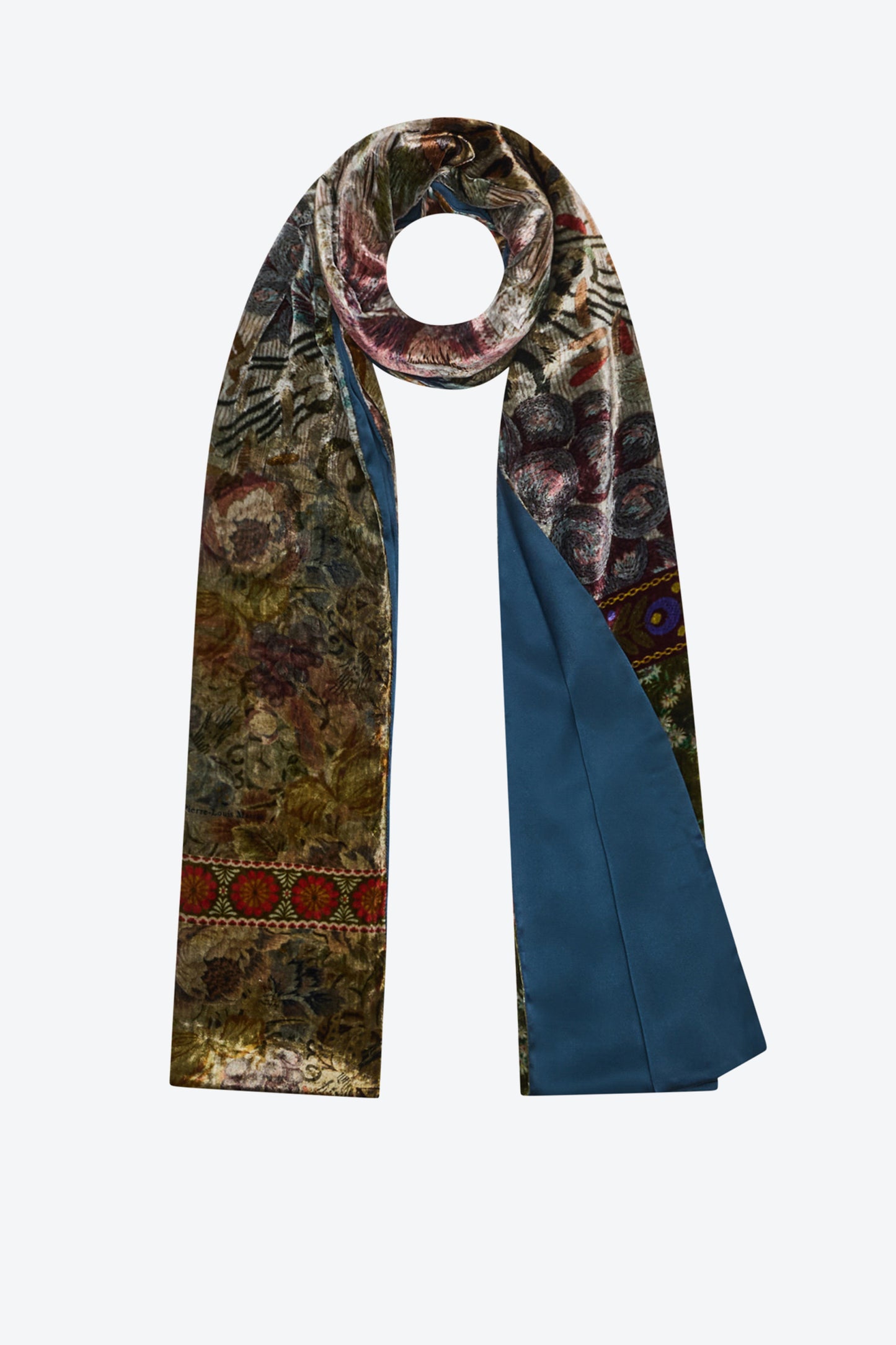 TWO-MATERIAL SCARF NAVY