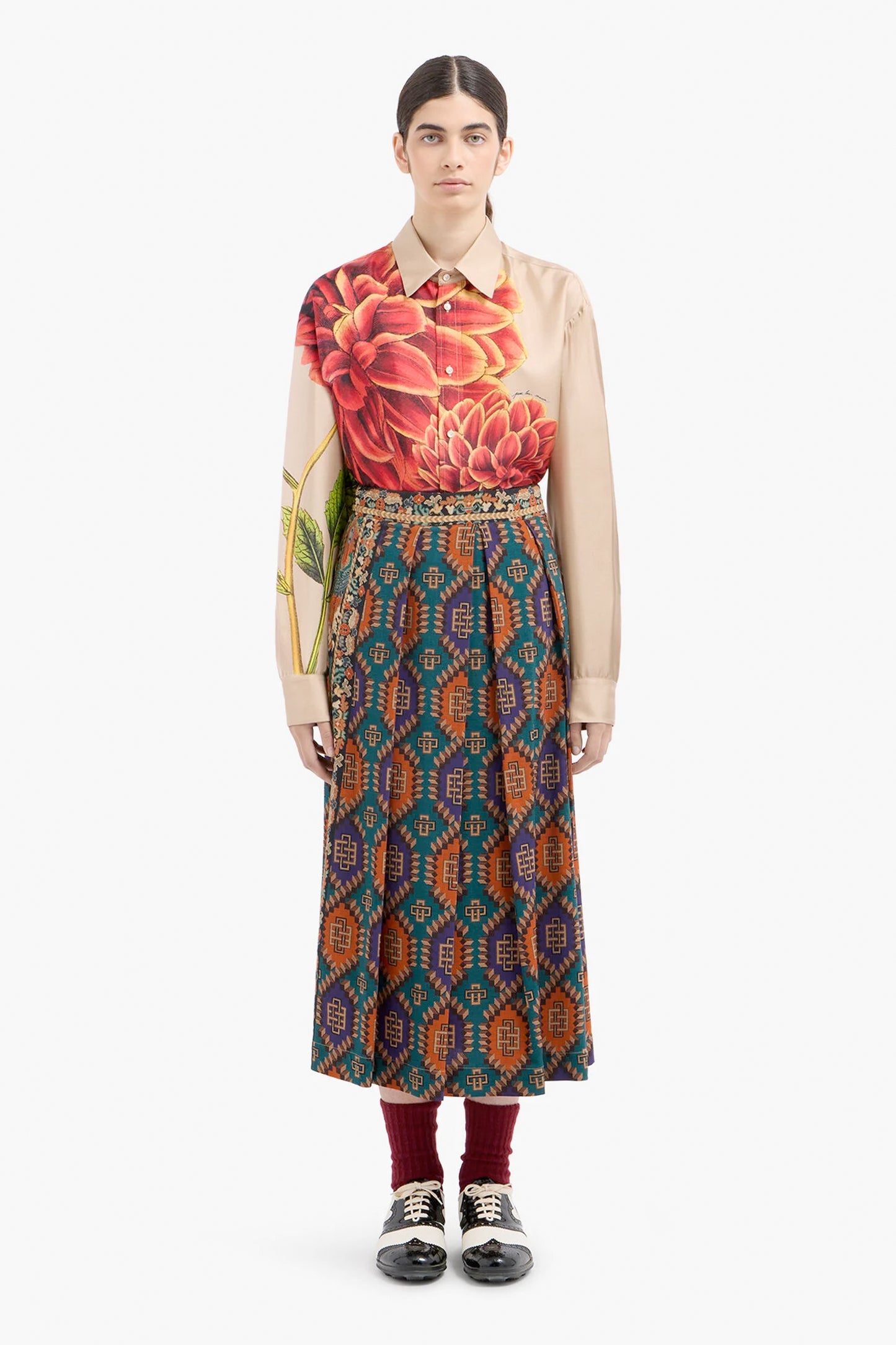 JUPE PLIS PLATS MULTICOLORE