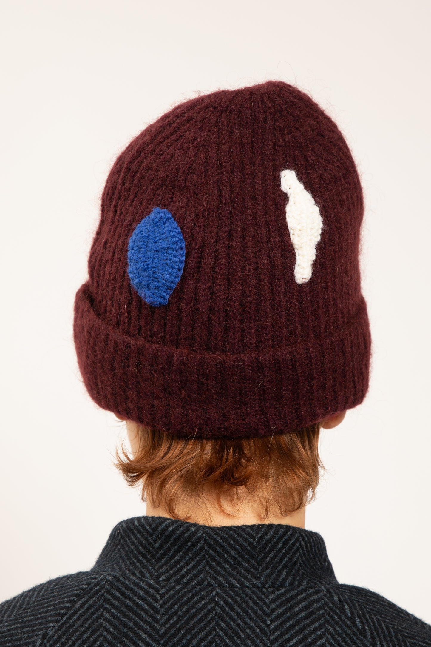 EMBOIDERED WOOL HAT BURGUNDY