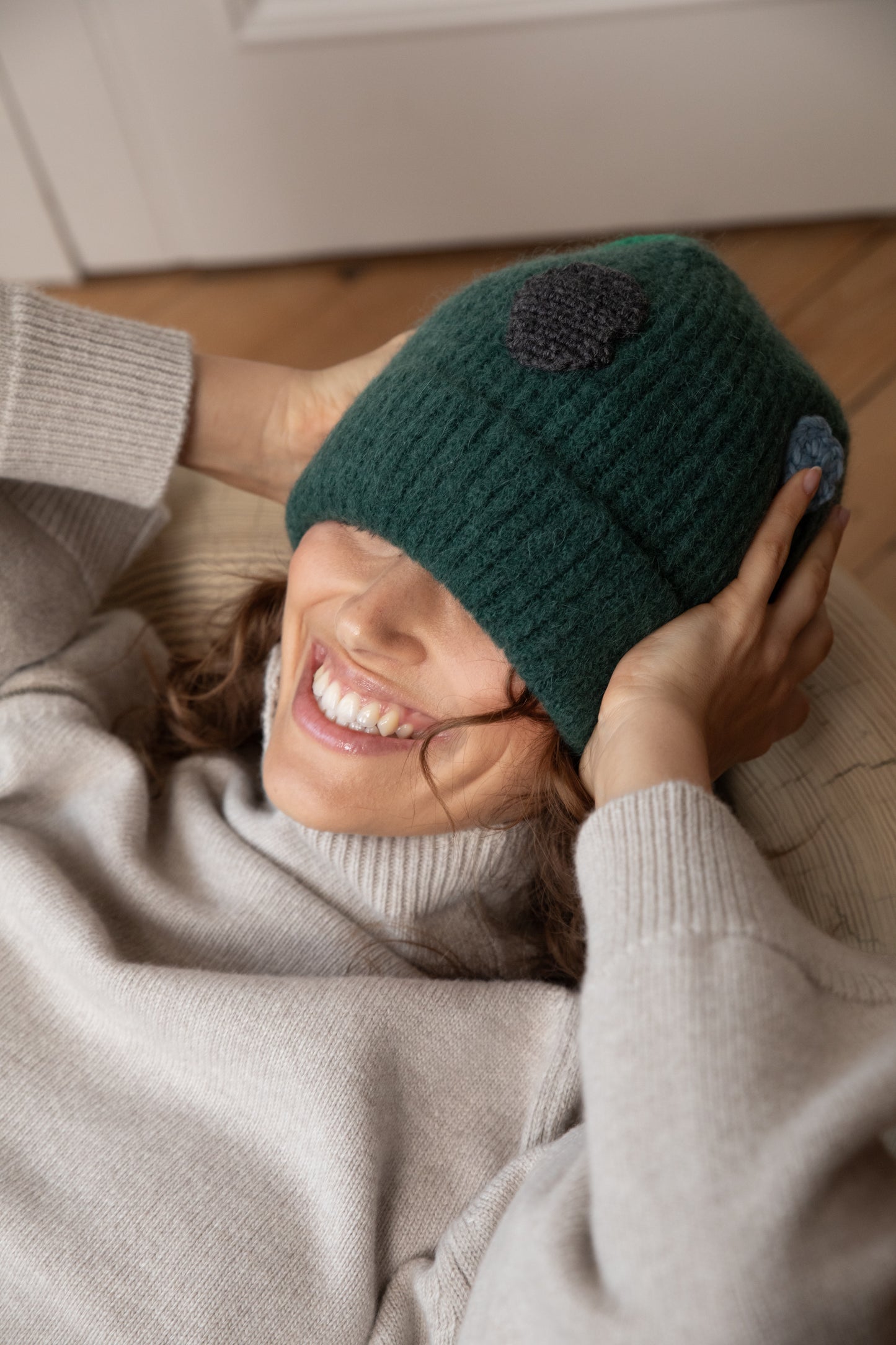 EMBOIDERED WOOL HAT PETROL