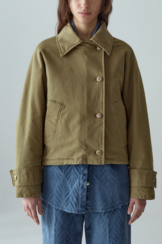 BLOUSON EN GABARDINE OLIVE