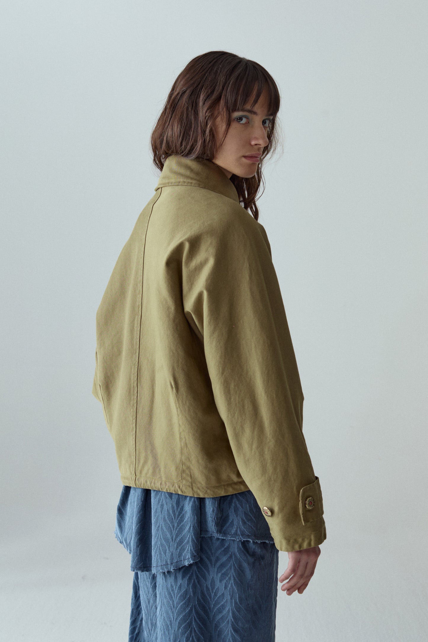 BLOUSON EN GABARDINE OLIVE