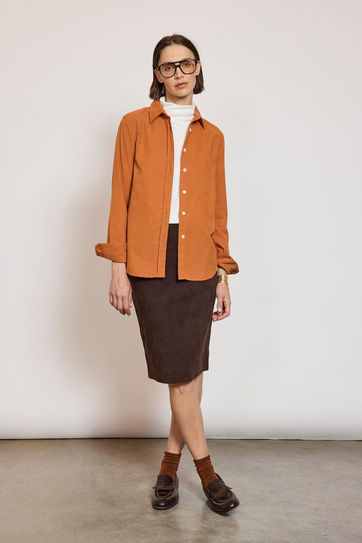 JUPE CRAYON EN PEAU CHOCO