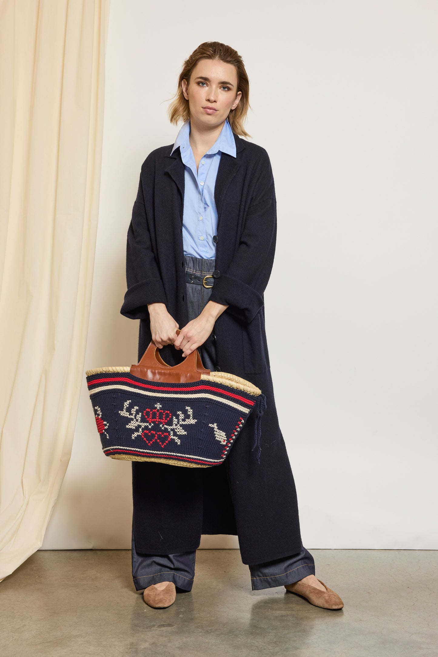 MANTEAU EN MAILLE MARINE