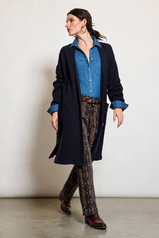 MANTEAU EN MAILLE MARINE