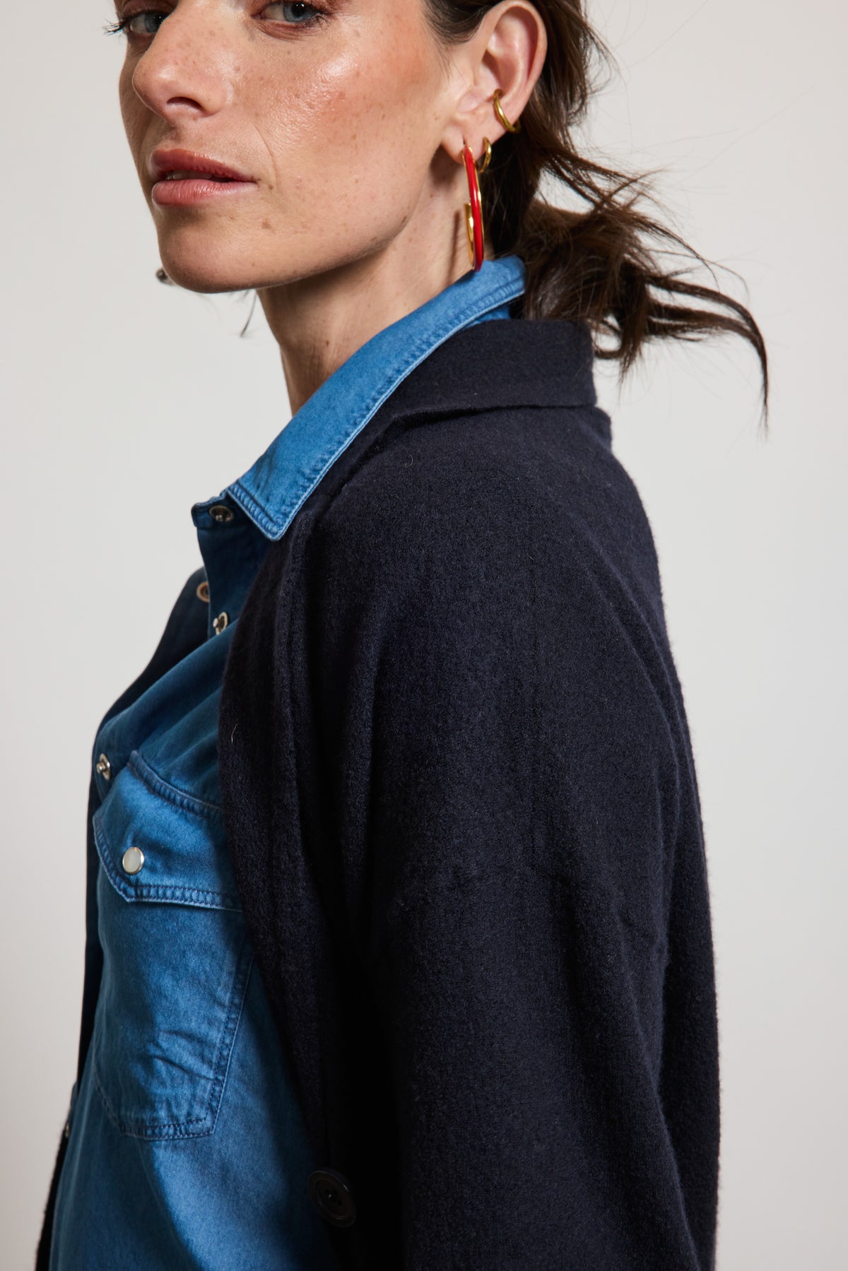 MANTEAU EN MAILLE MARINE