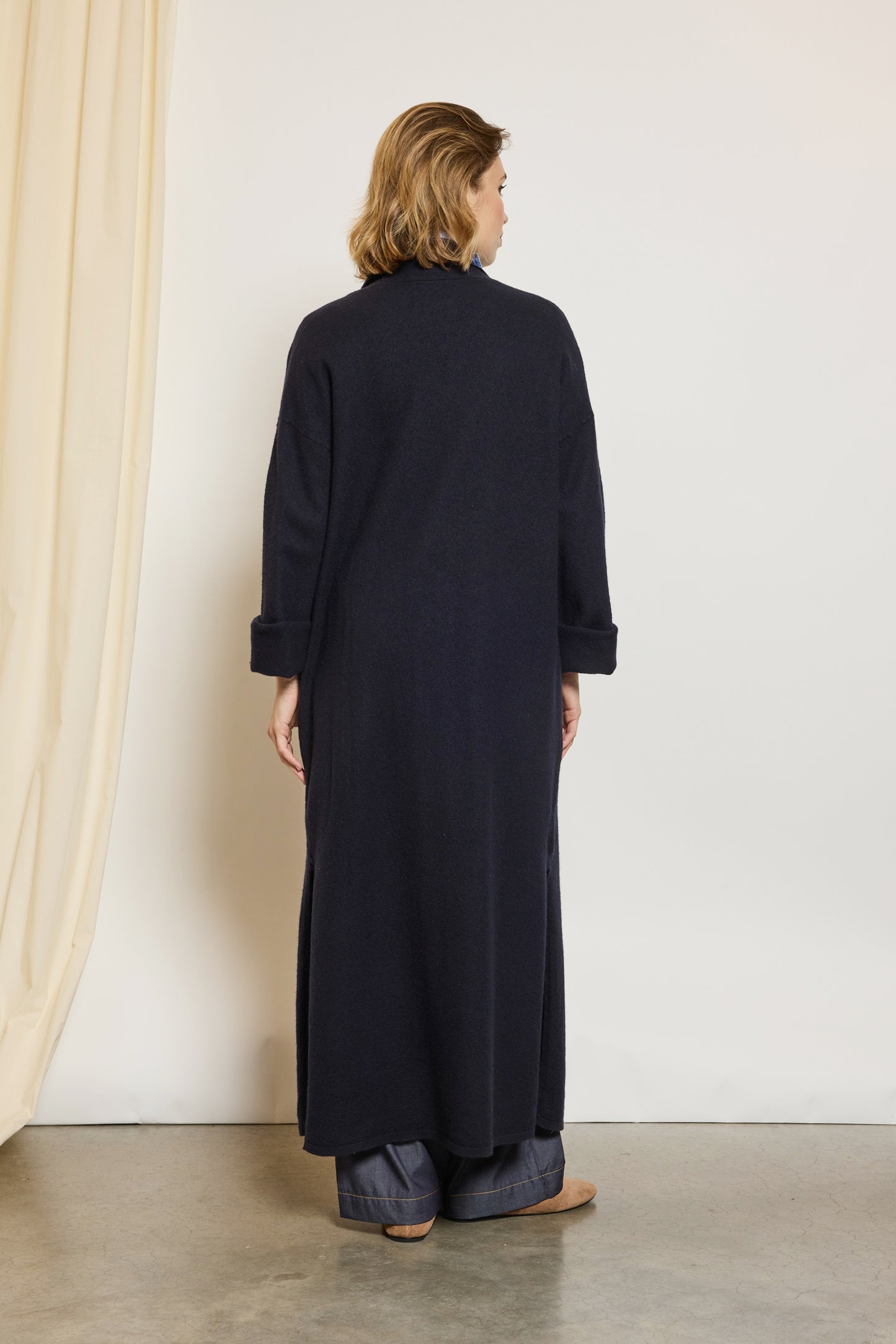 MANTEAU EN MAILLE MARINE