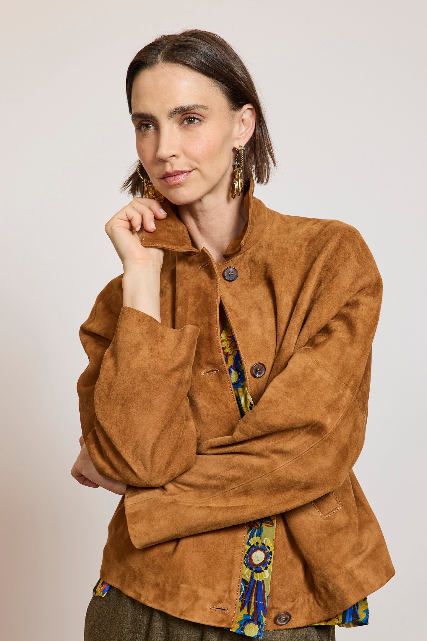 BLOUSON EN PEAU COGNAC