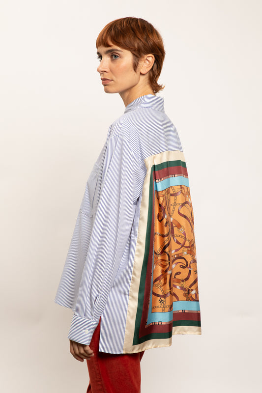 CHEMISE BI-MATIÈRE BLANCHE