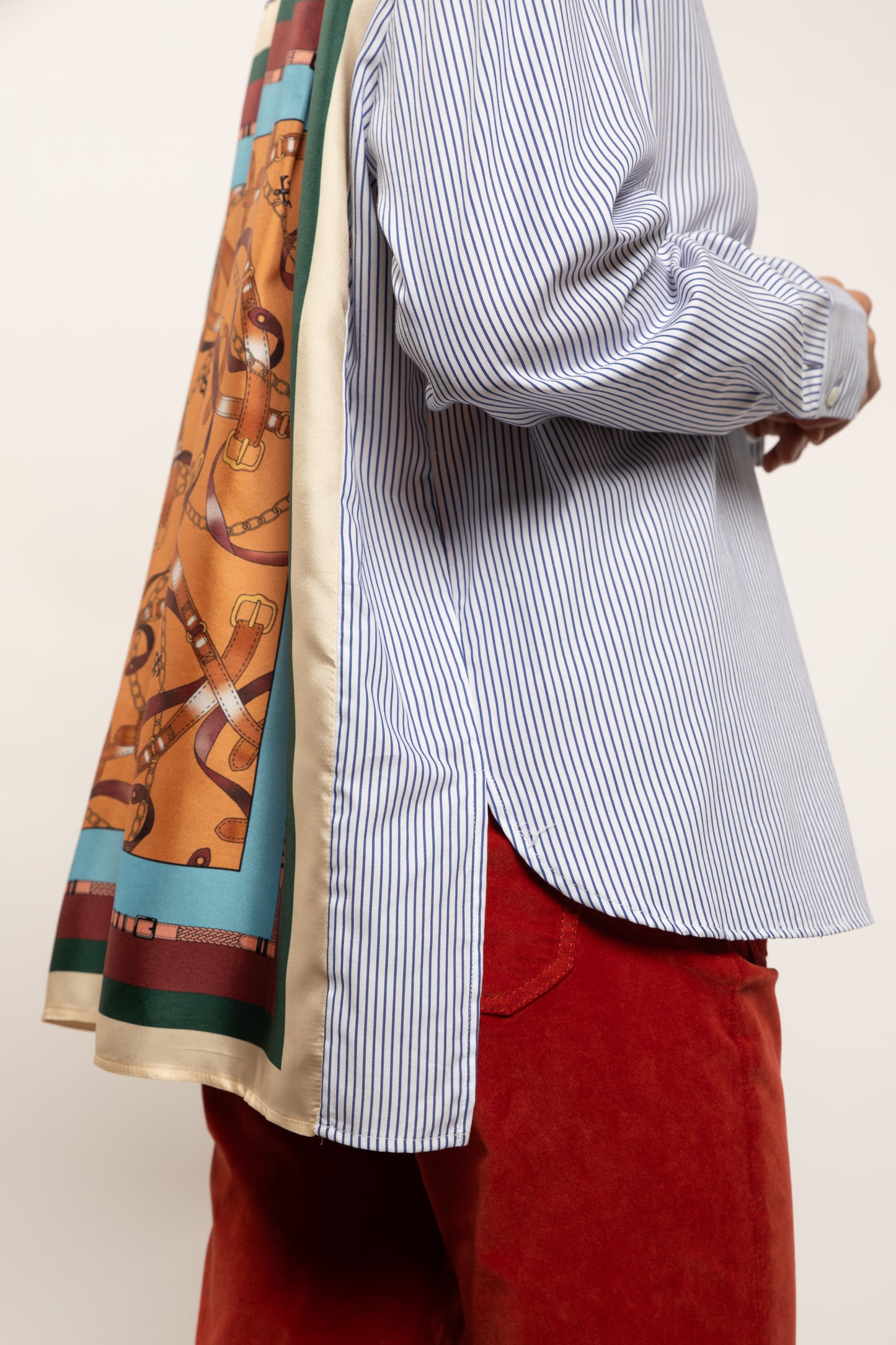 BI-MATERIAL SHIRT WHITE