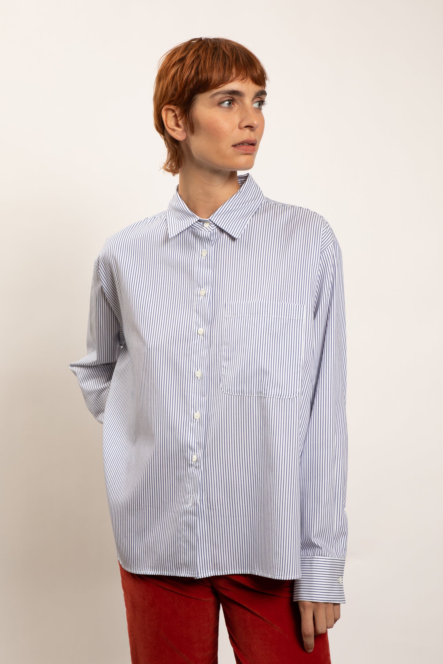 BI-MATERIAL SHIRT WHITE