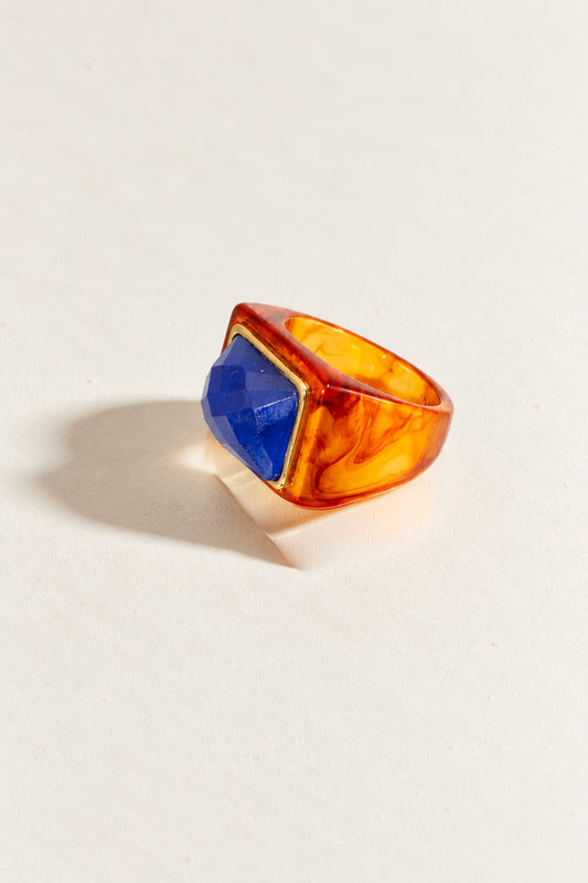 UNO AMBER RING BLUE QUARTZ