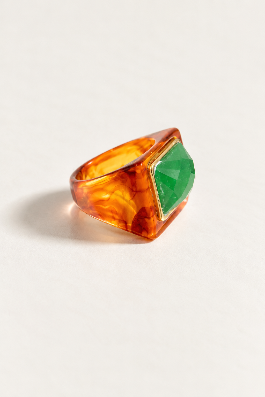 UNO AMBER RING GREEN QUARTZ