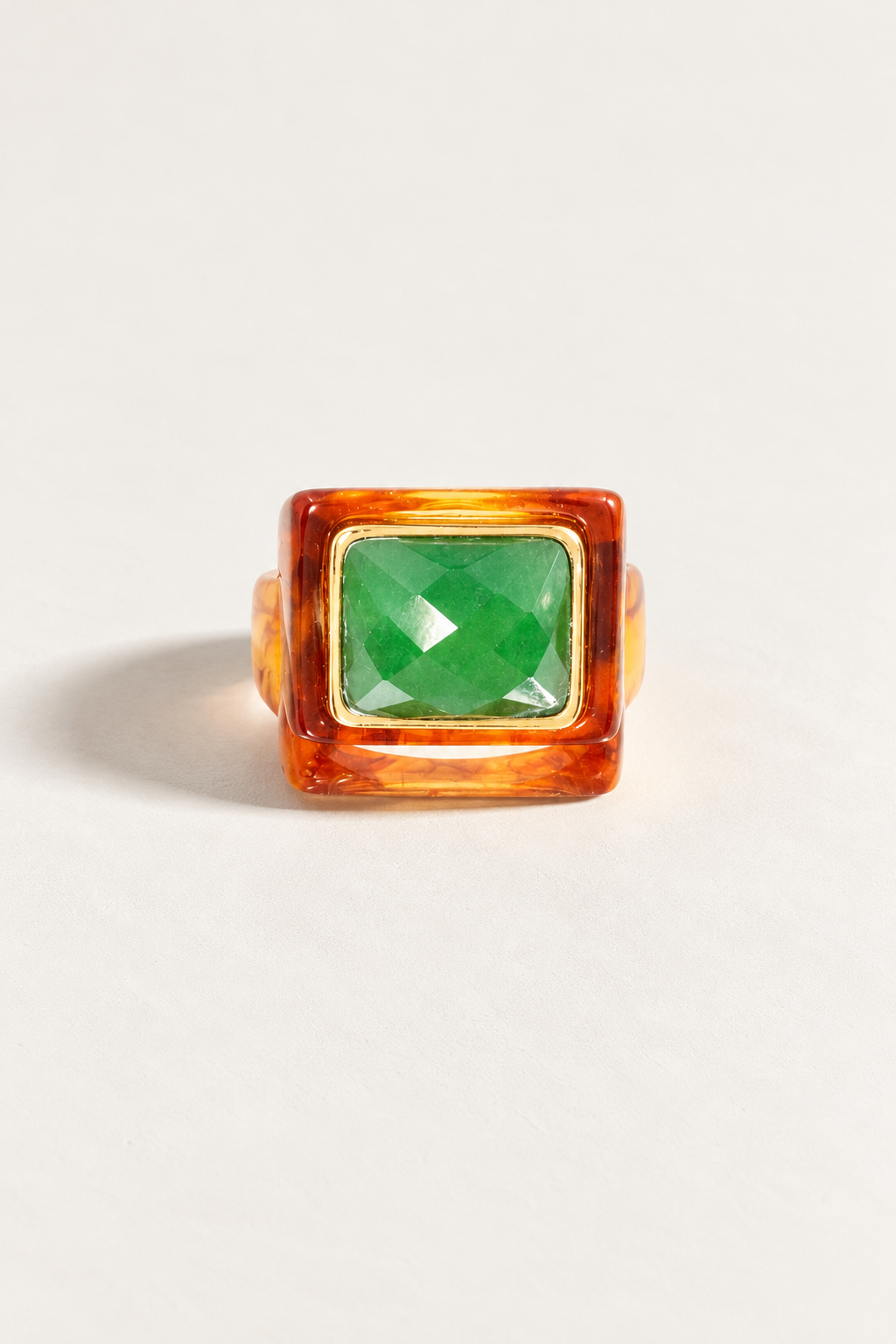 UNO AMBER RING GREEN QUARTZ