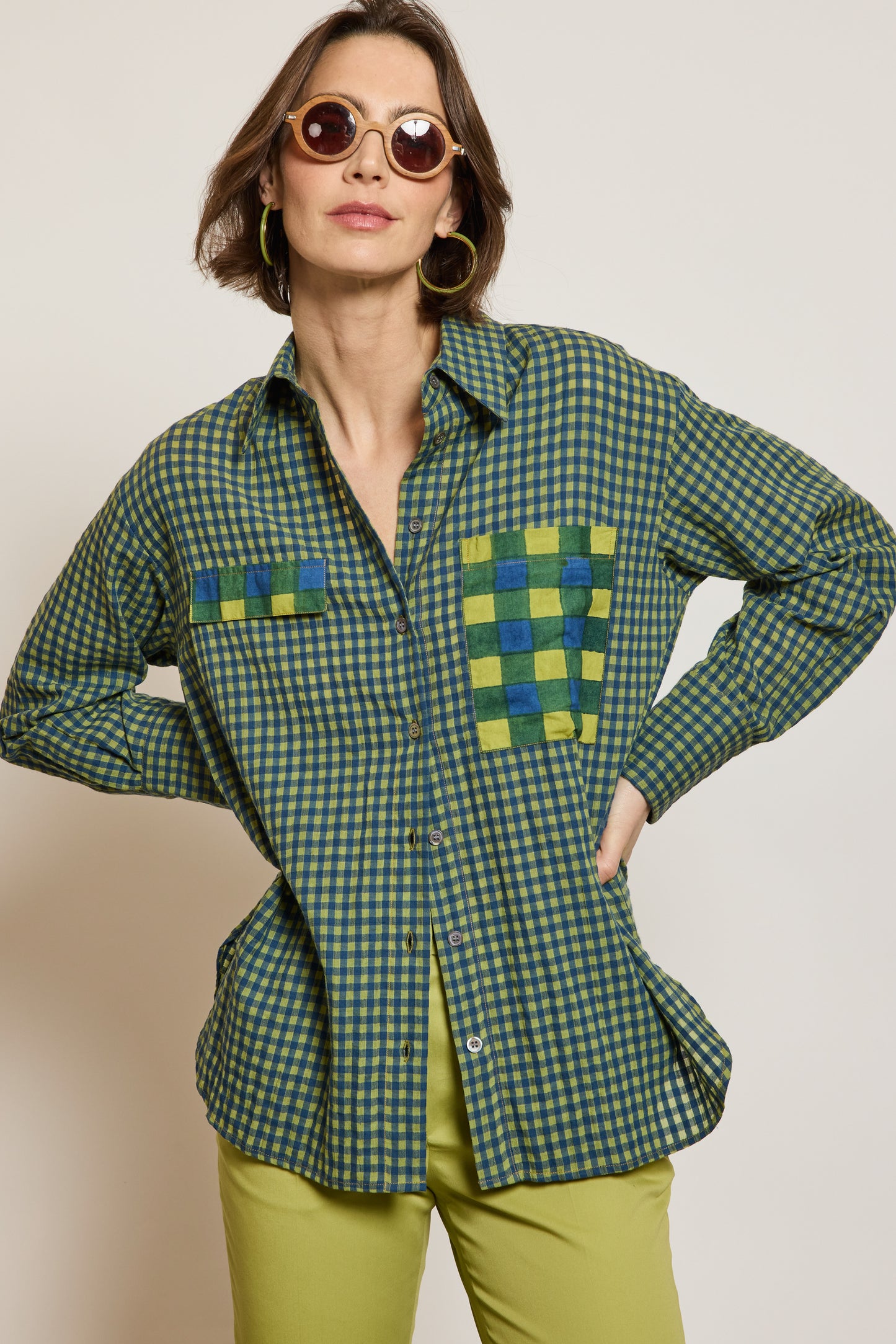 CHEMISE PIXELS MARINE