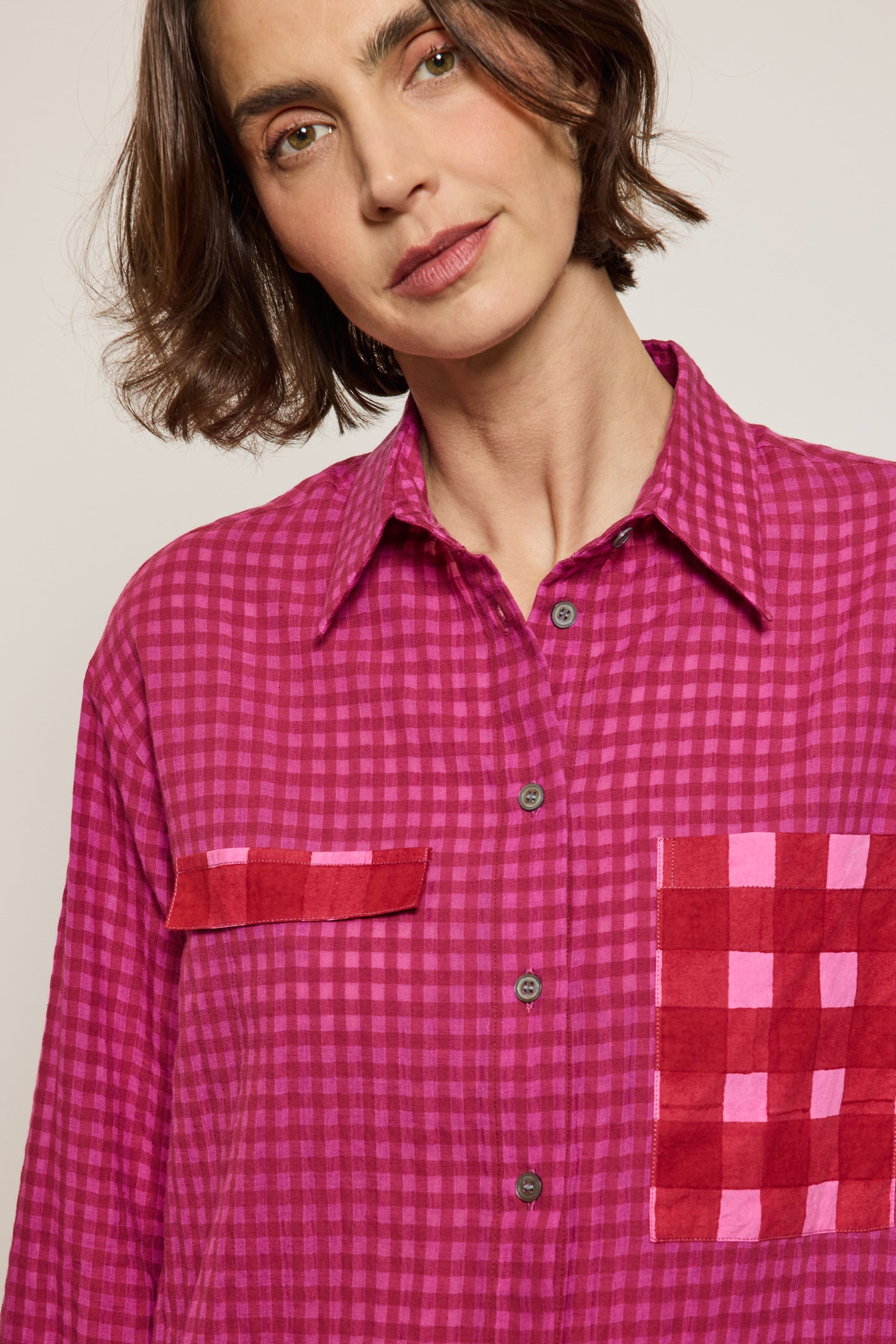 CHEMISE PIXELS FUSCHIA