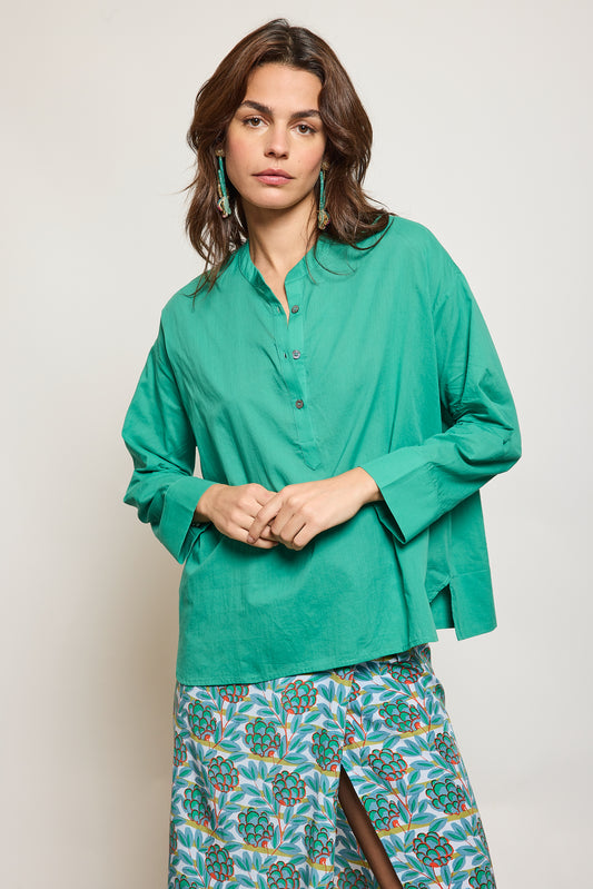 CHEMISE EN VOILE DE COTON MENTHE