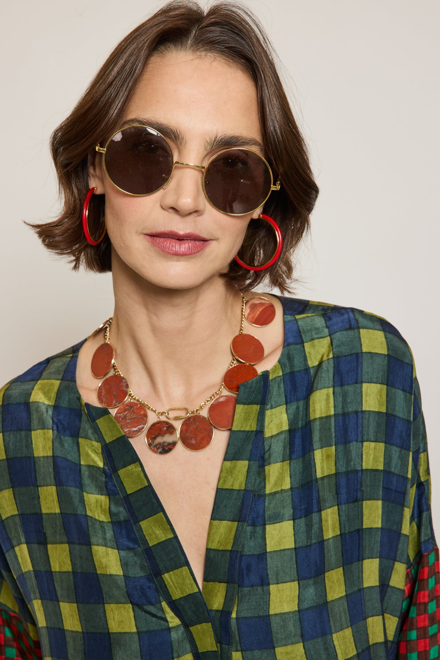 TOP EN SOIE PIXELS MARINE