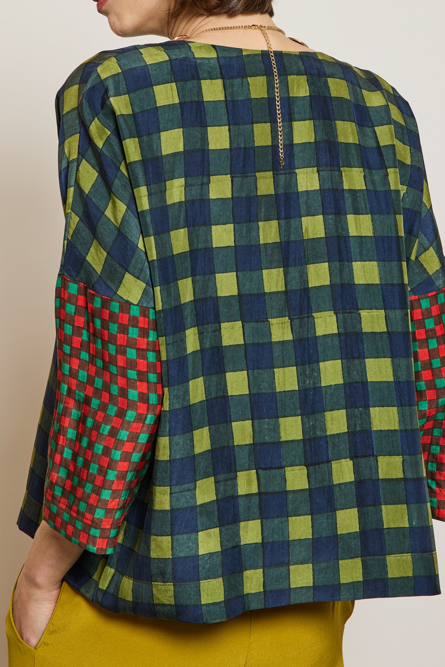 TOP EN SOIE PIXELS MARINE