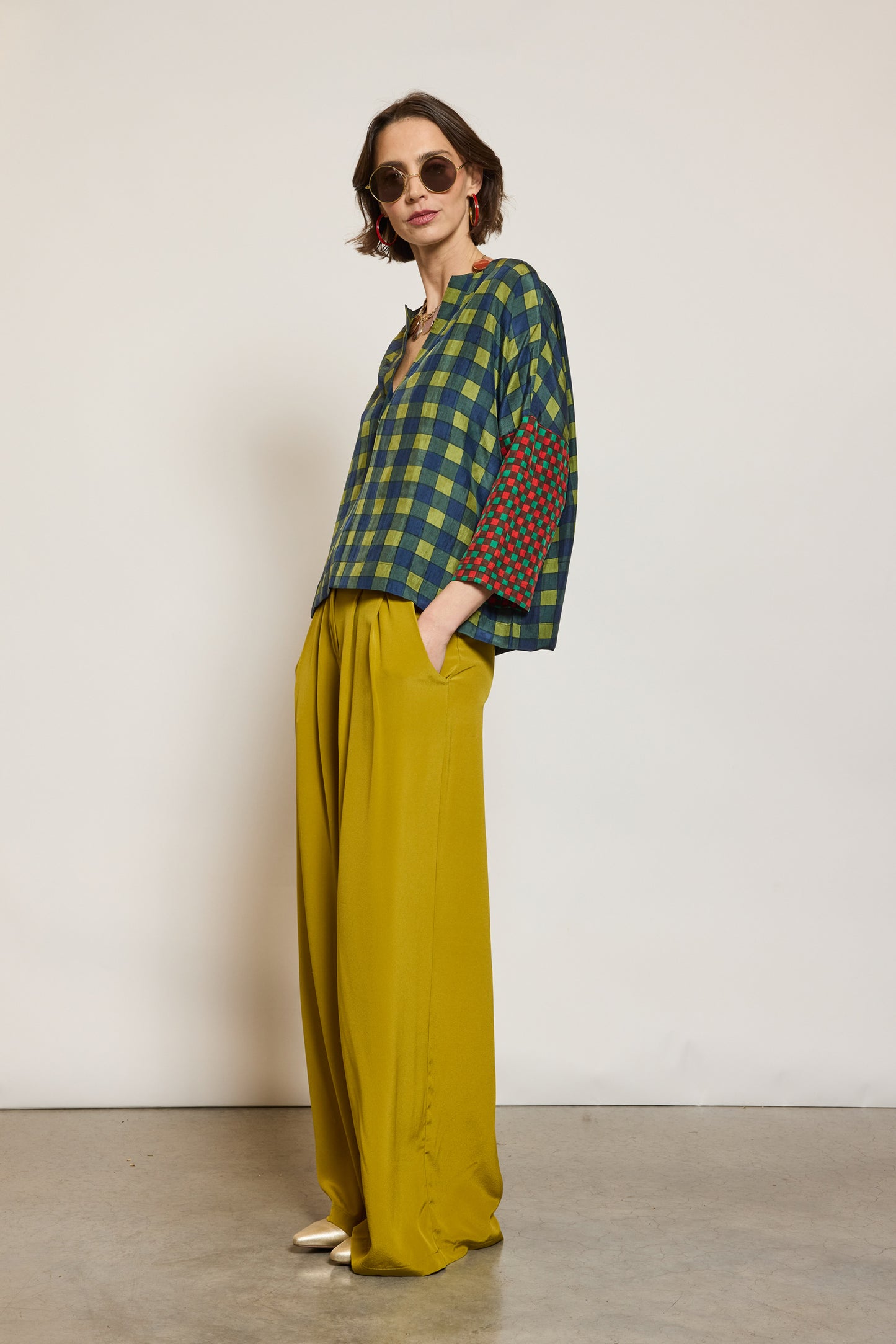 TOP EN SOIE PIXELS MARINE