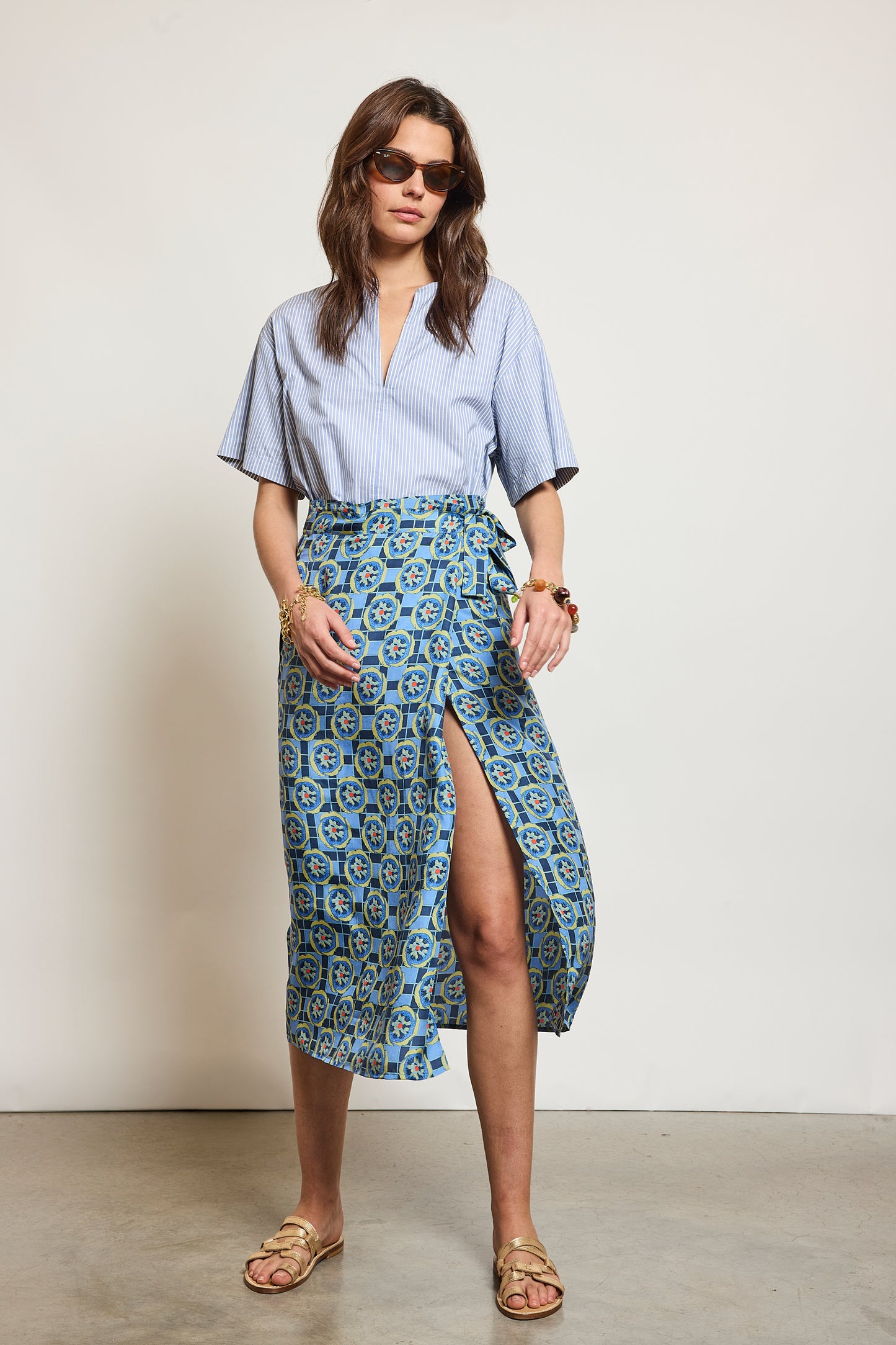 SILK SKIRT BLUE