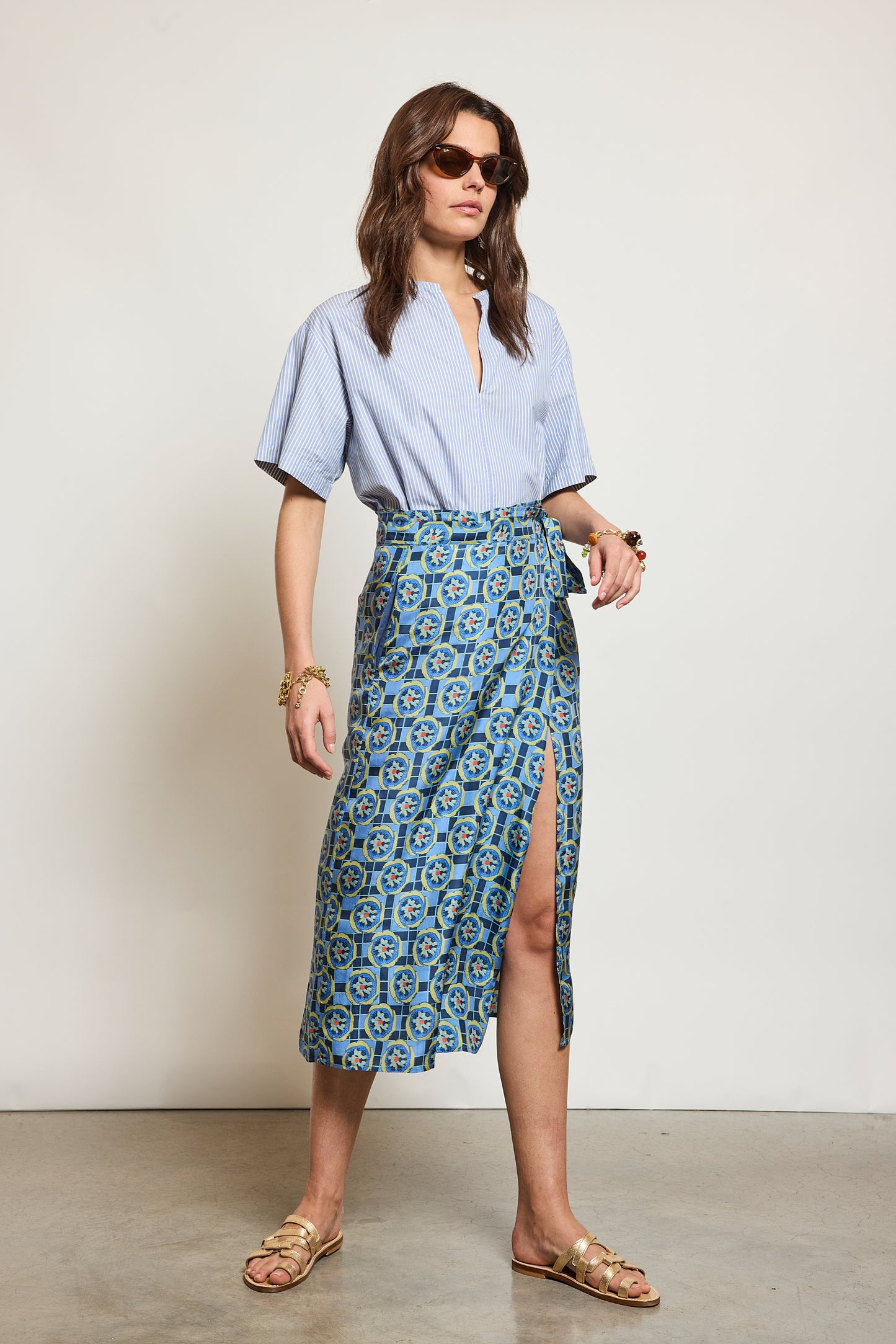SILK SKIRT BLUE