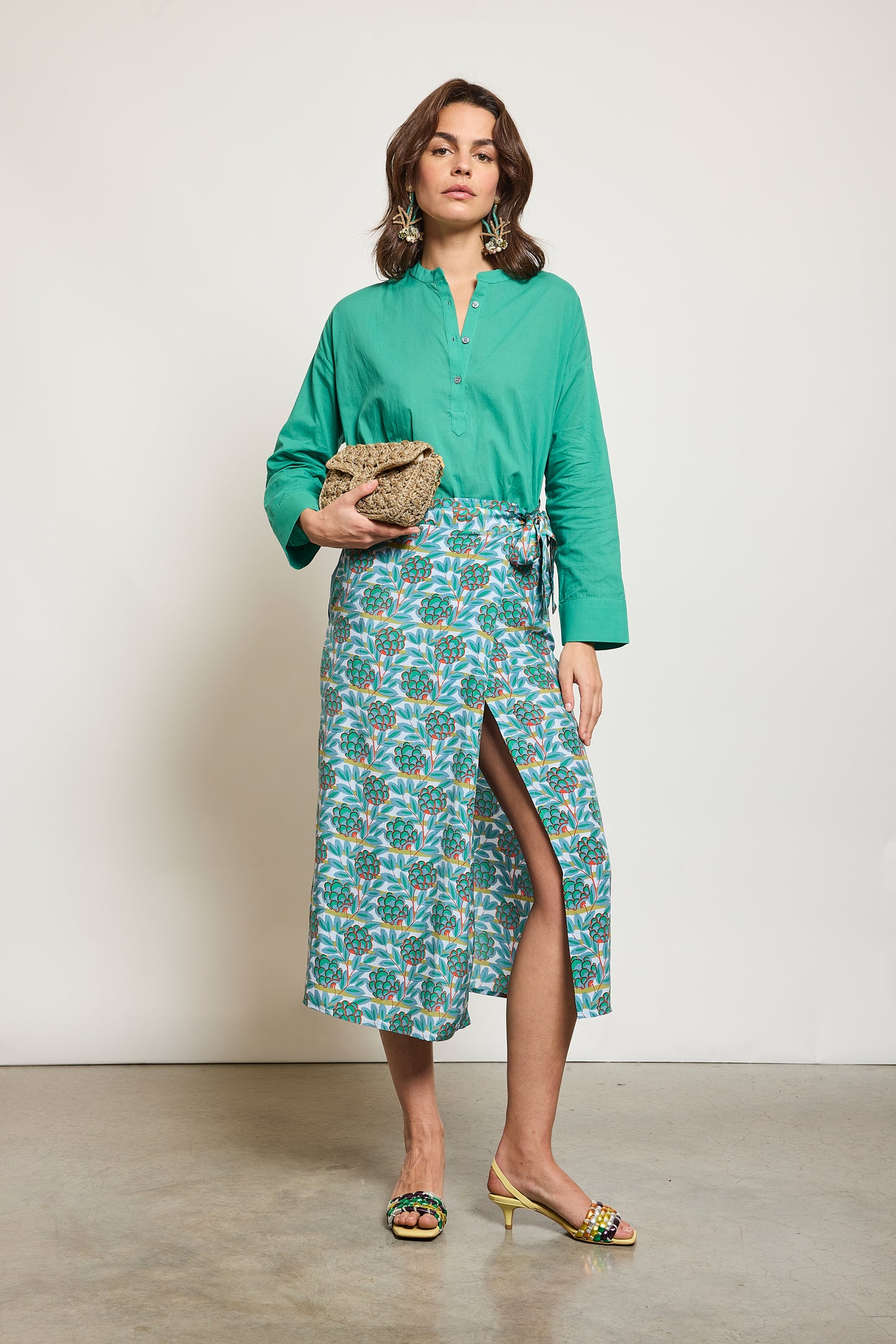 SILK SKIRT GREEN